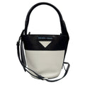 Prada Black White Leather Handbag Shoulder Bag