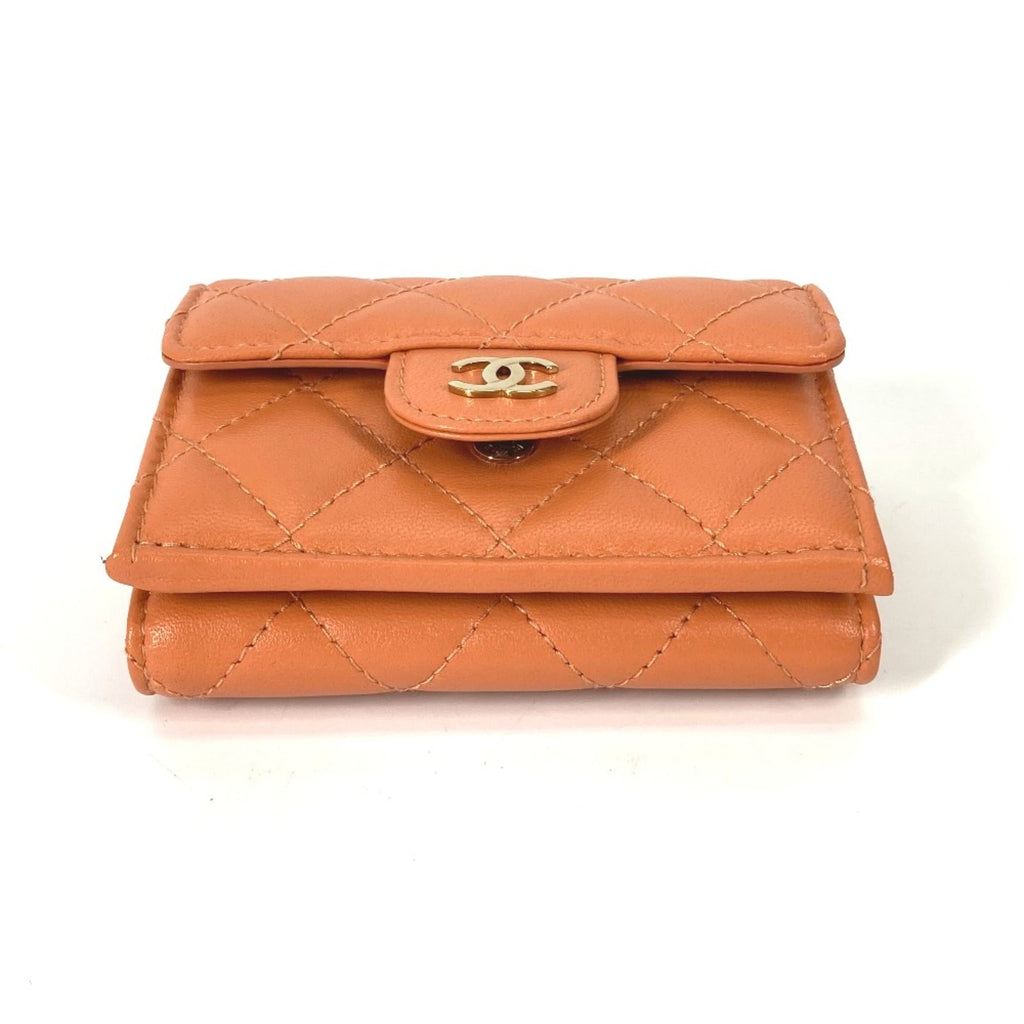 Chanel Orange Leather Wallet (Tri-Fold)