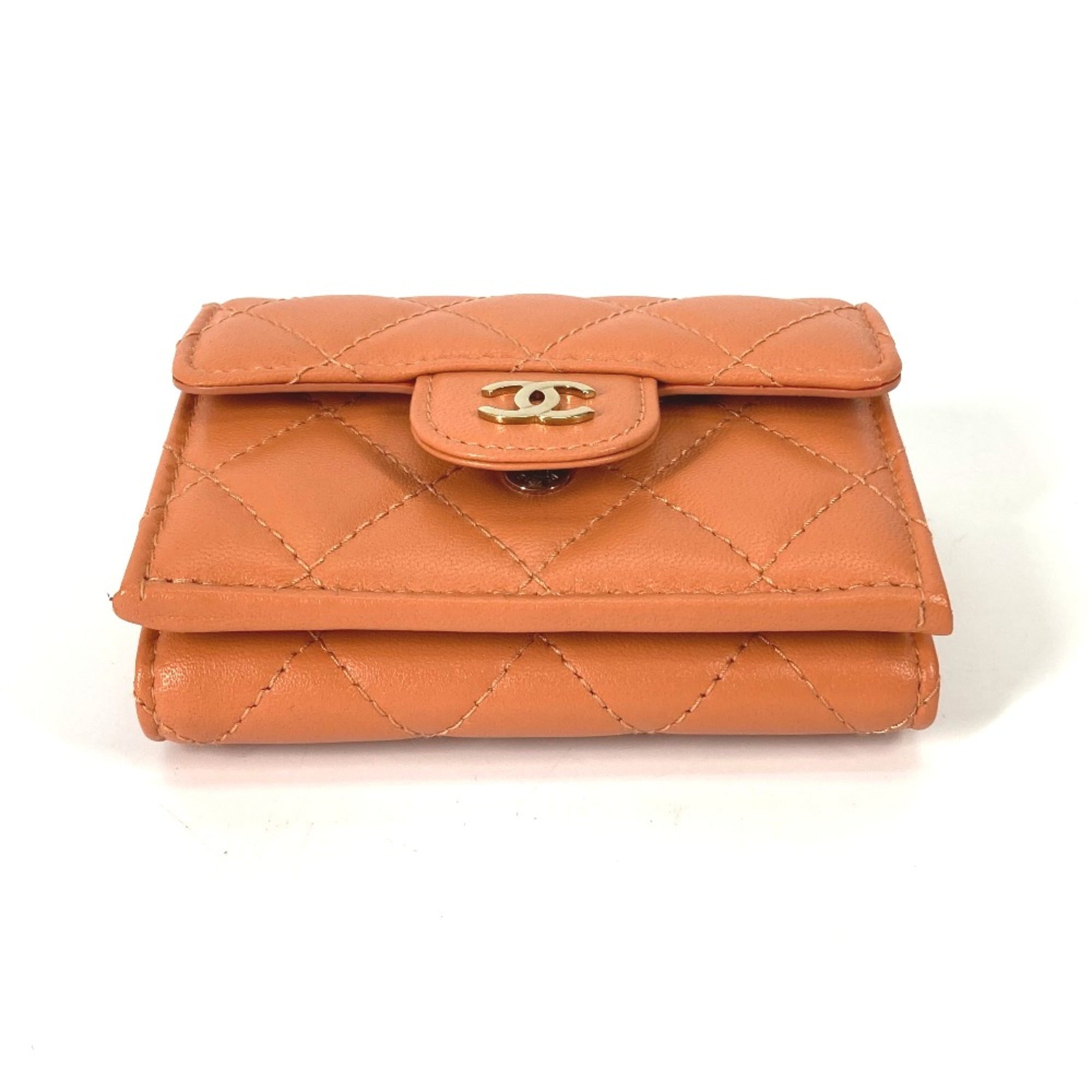 Chanel Orange Leather Wallet (Tri-Fold)