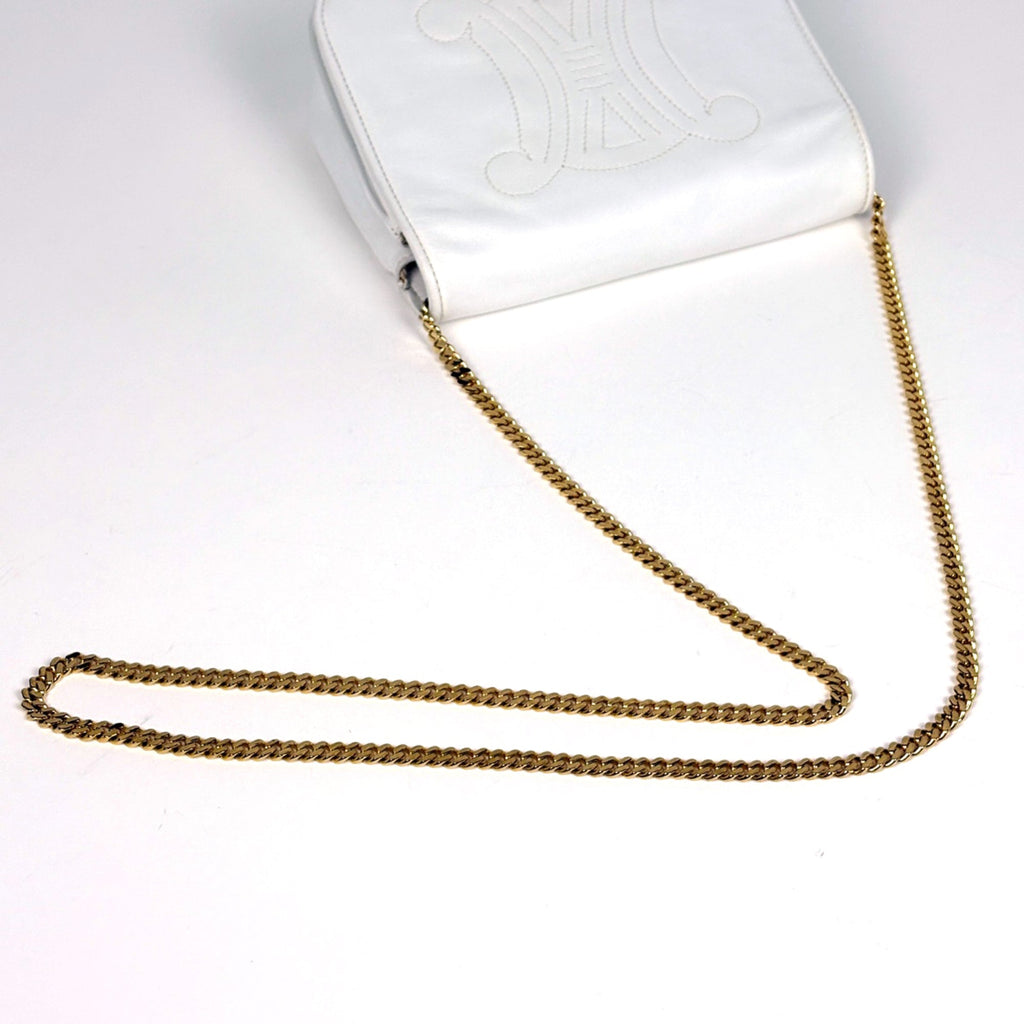 Celine White Leather Shoulder Bag