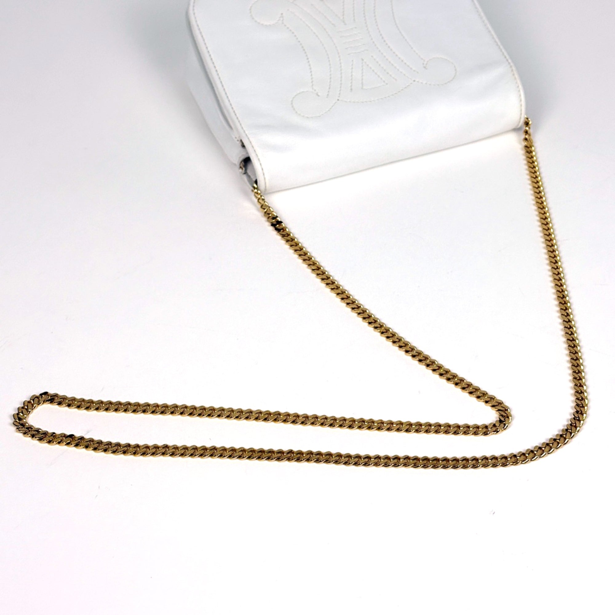 Celine White Leather Shoulder Bag
