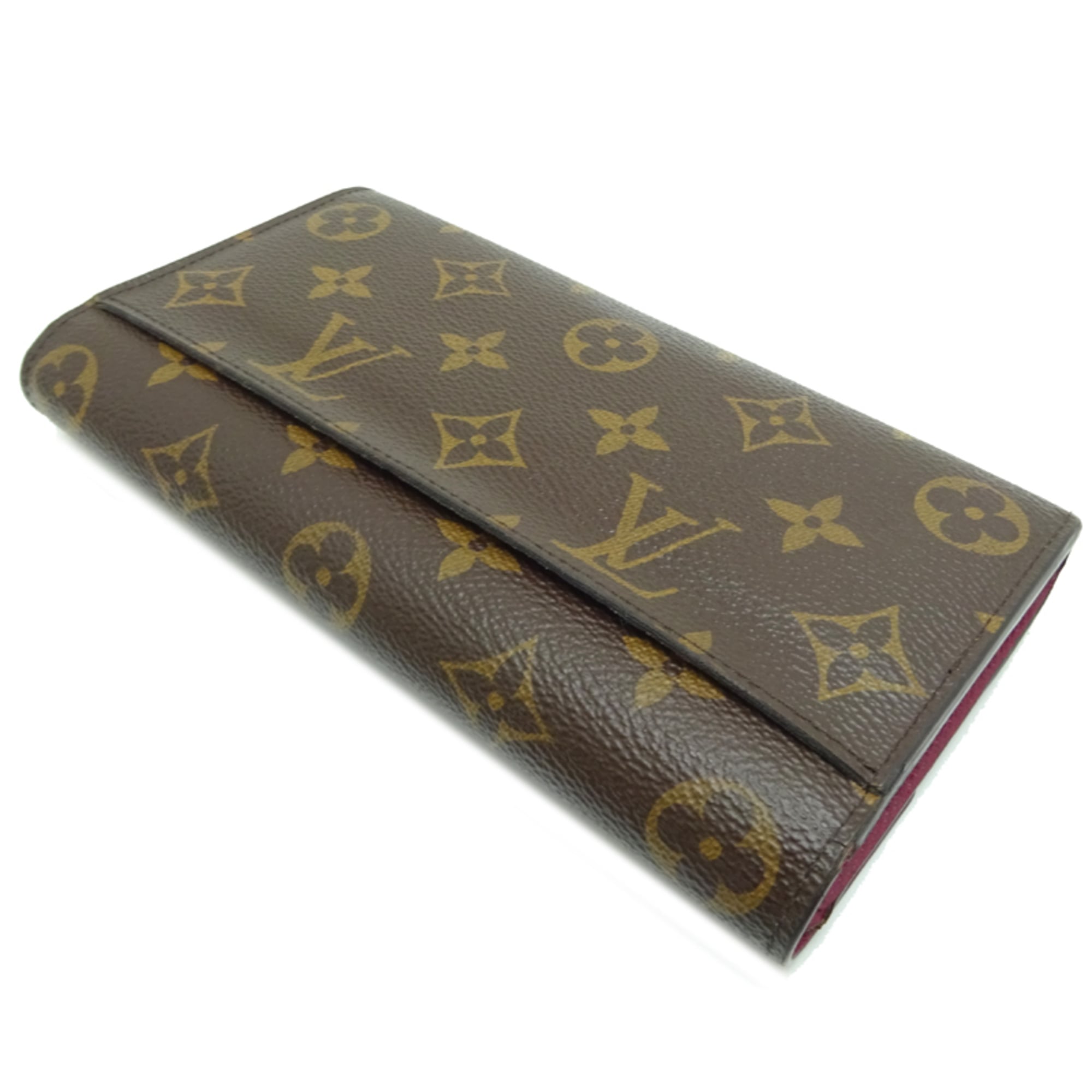 Louis Vuitton Brown Fuchsia Pink Monogram Long Wallet