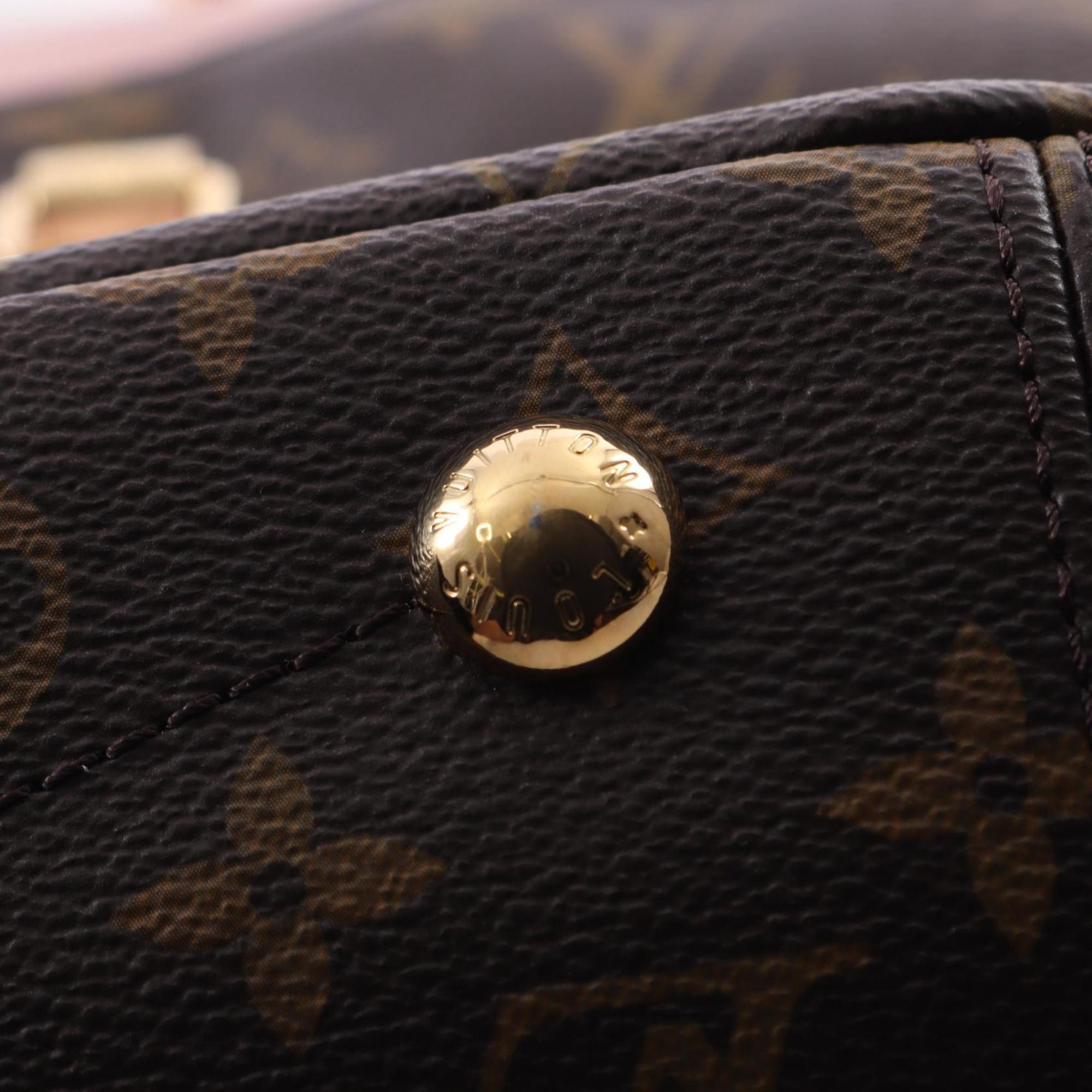 Louis Vuitton Black Brown Pink Rose Ballerine Coated Canvas Leather Handbag