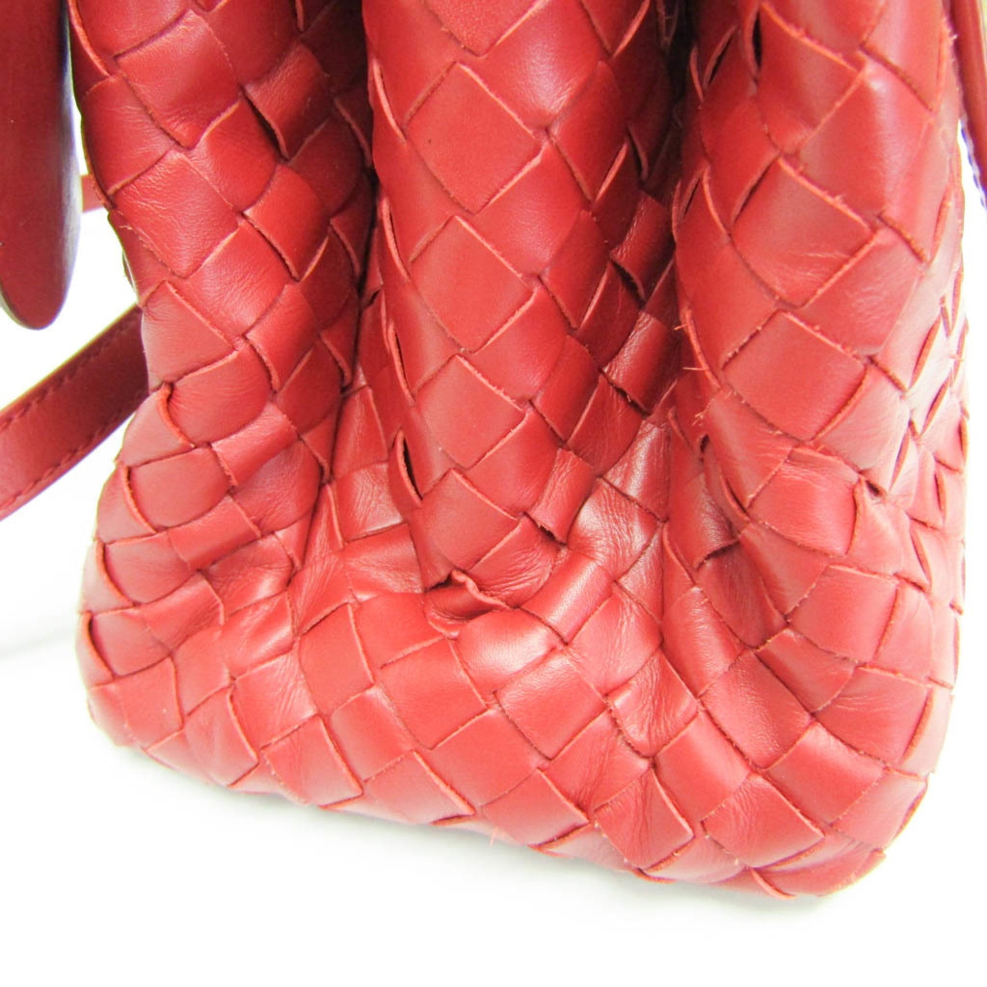 Bottega Veneta Roma Bag Intrecciato Nappa Red Leather Shoulder Bag Bag