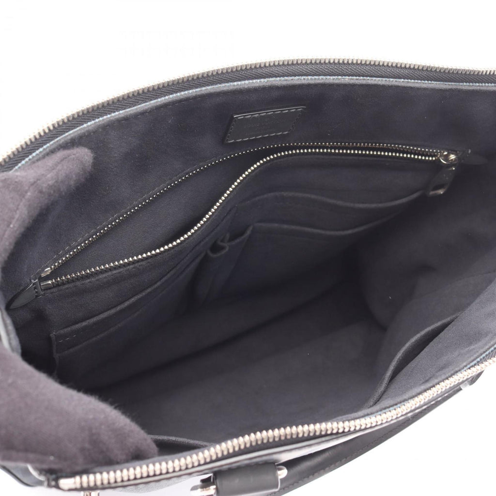 Louis Vuitton Black Blue Coated Canvas Leather Tote Bag