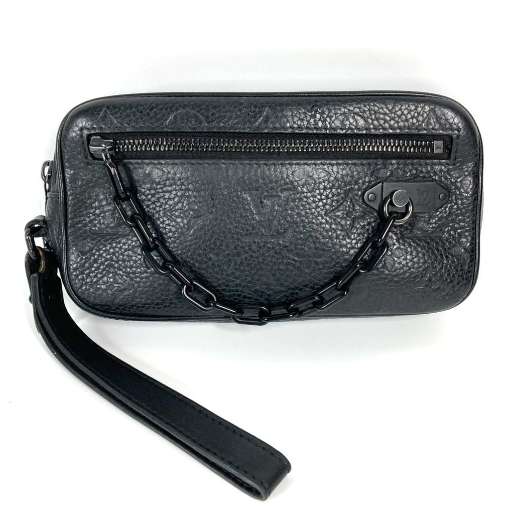 Louis Vuitton Black Noir Leather Clutch Bag Pouch