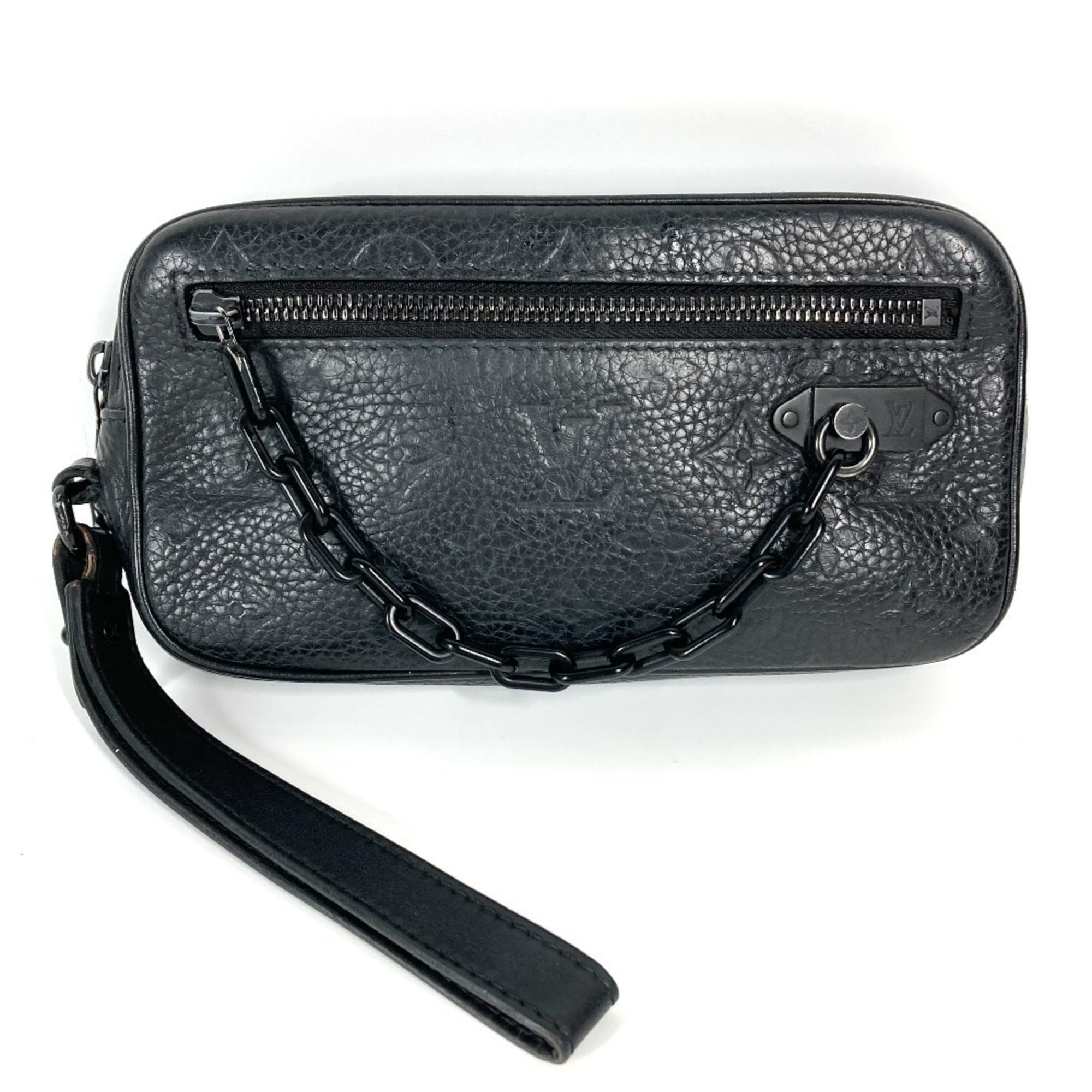 Louis Vuitton Black Noir Leather Clutch Bag Pouch