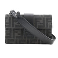 Fendi Black Nylon Canvas Leather Baguette Bag Shoulder Bag