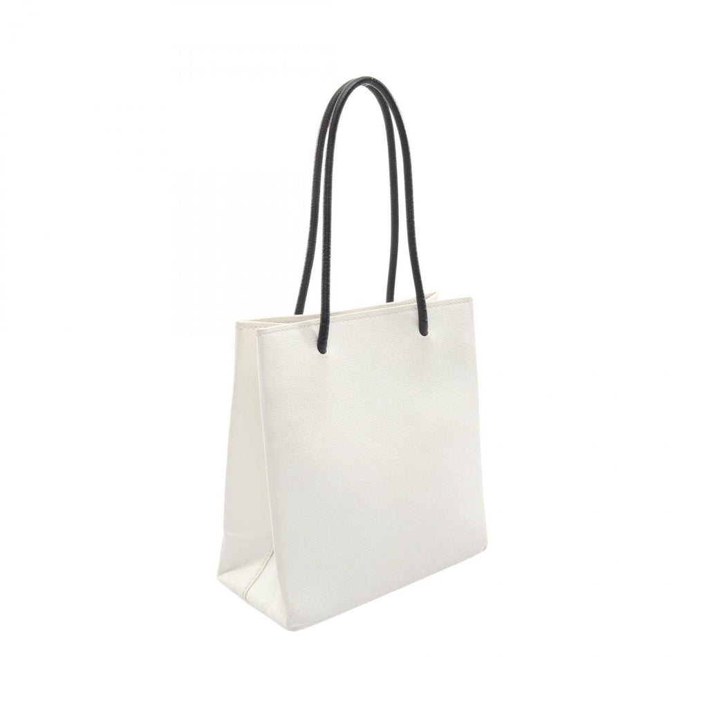 Balenciaga Black White Coated Canvas Leather Hand