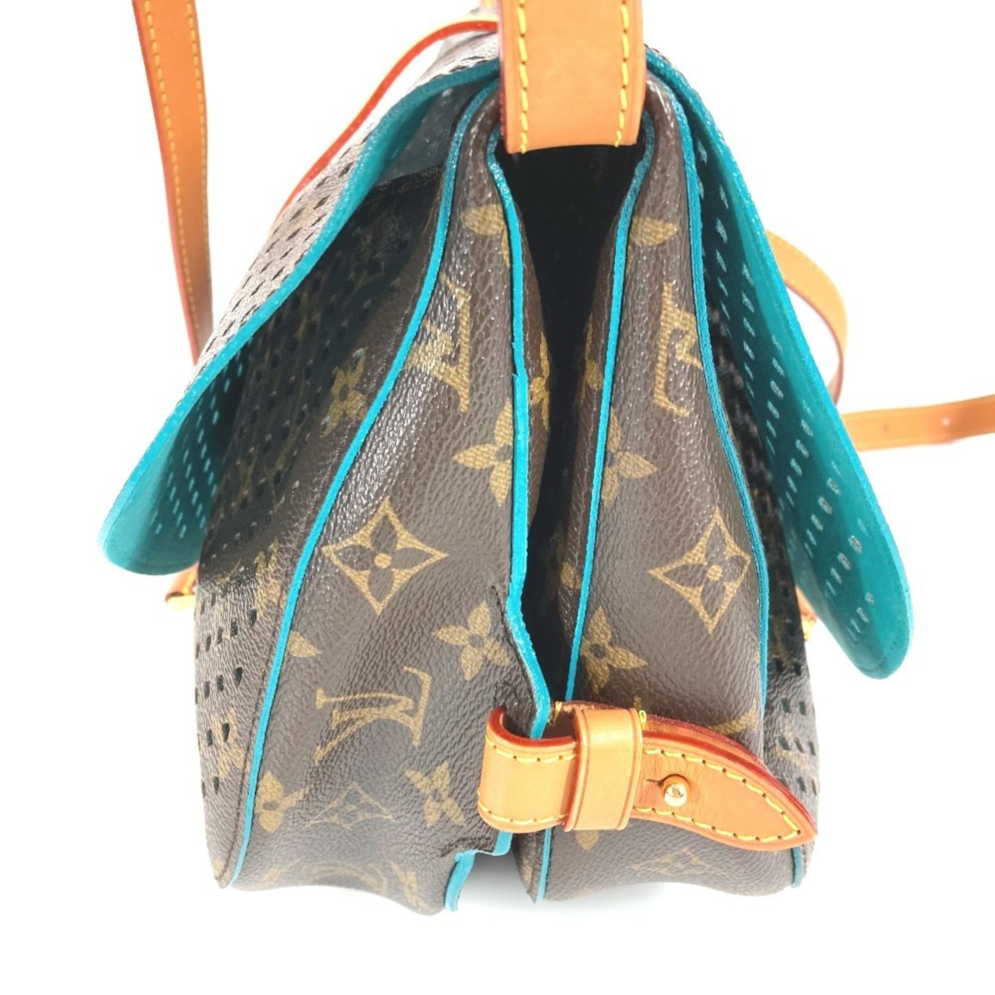 Louis Vuitton Blue Brown Monogram Monogram Perforated Shoulder Bag