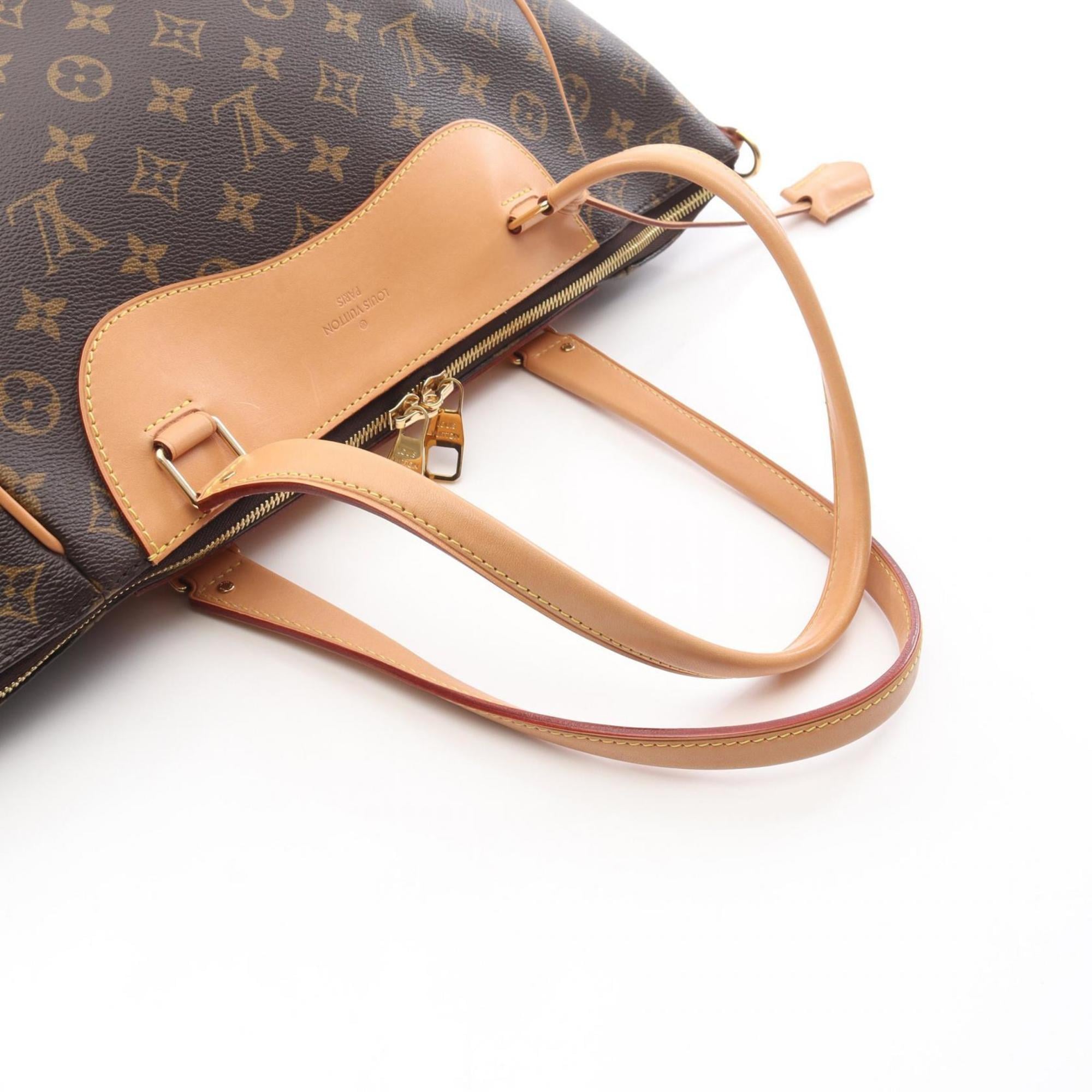 Louis Vuitton Brown Monogram Coated Canvas Leather Handbag Tote Bag