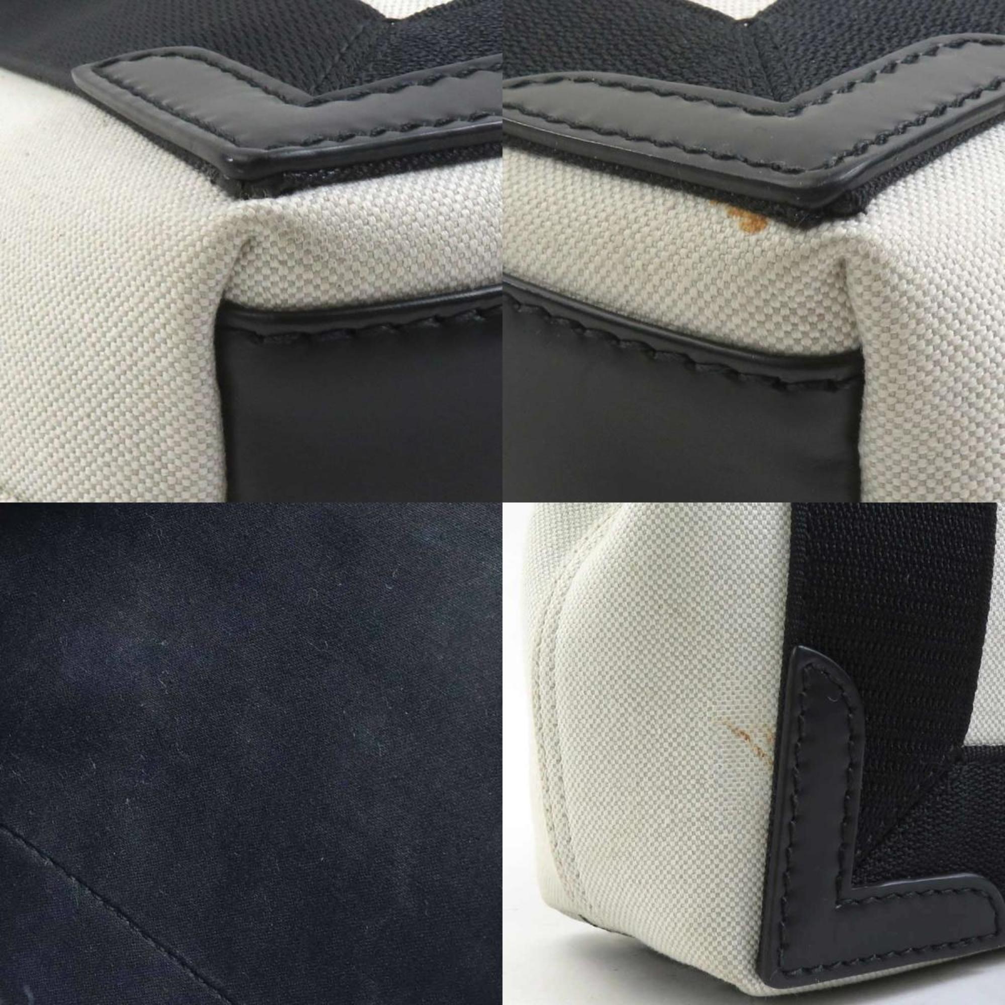 Balenciaga Black Ivory Canvas Leather Hand
