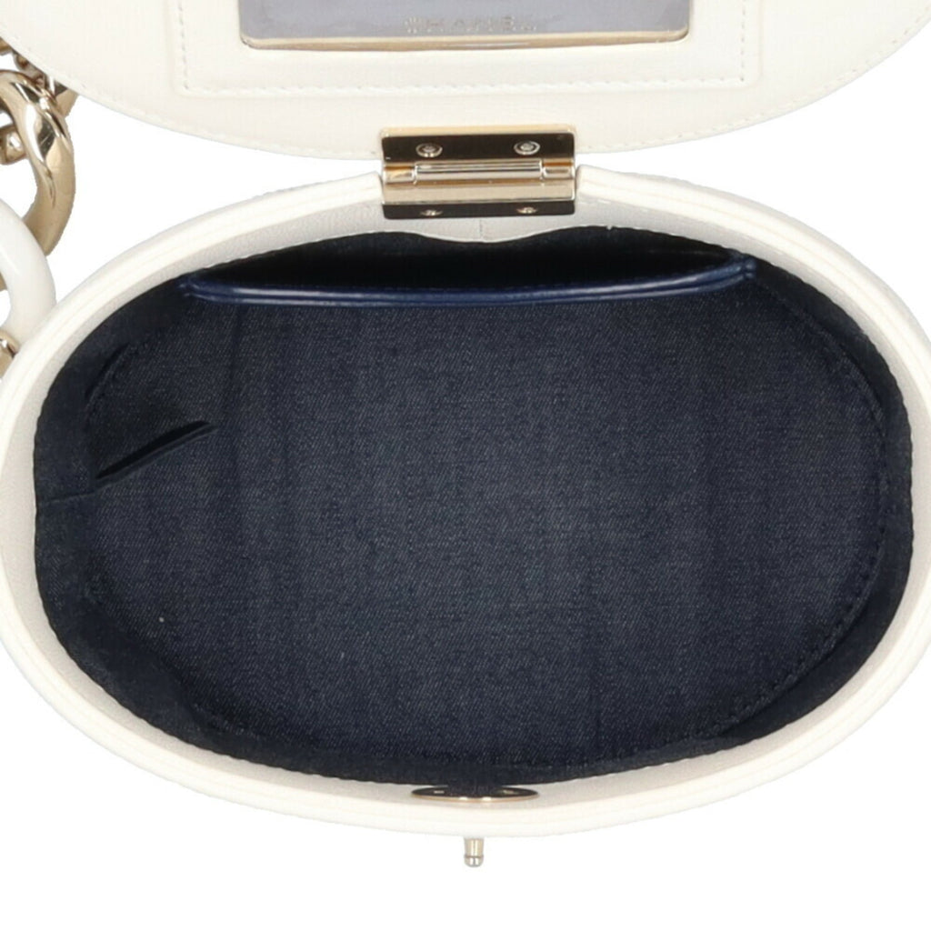 Chanel White Leather Shoulder Bag Vanity Bag