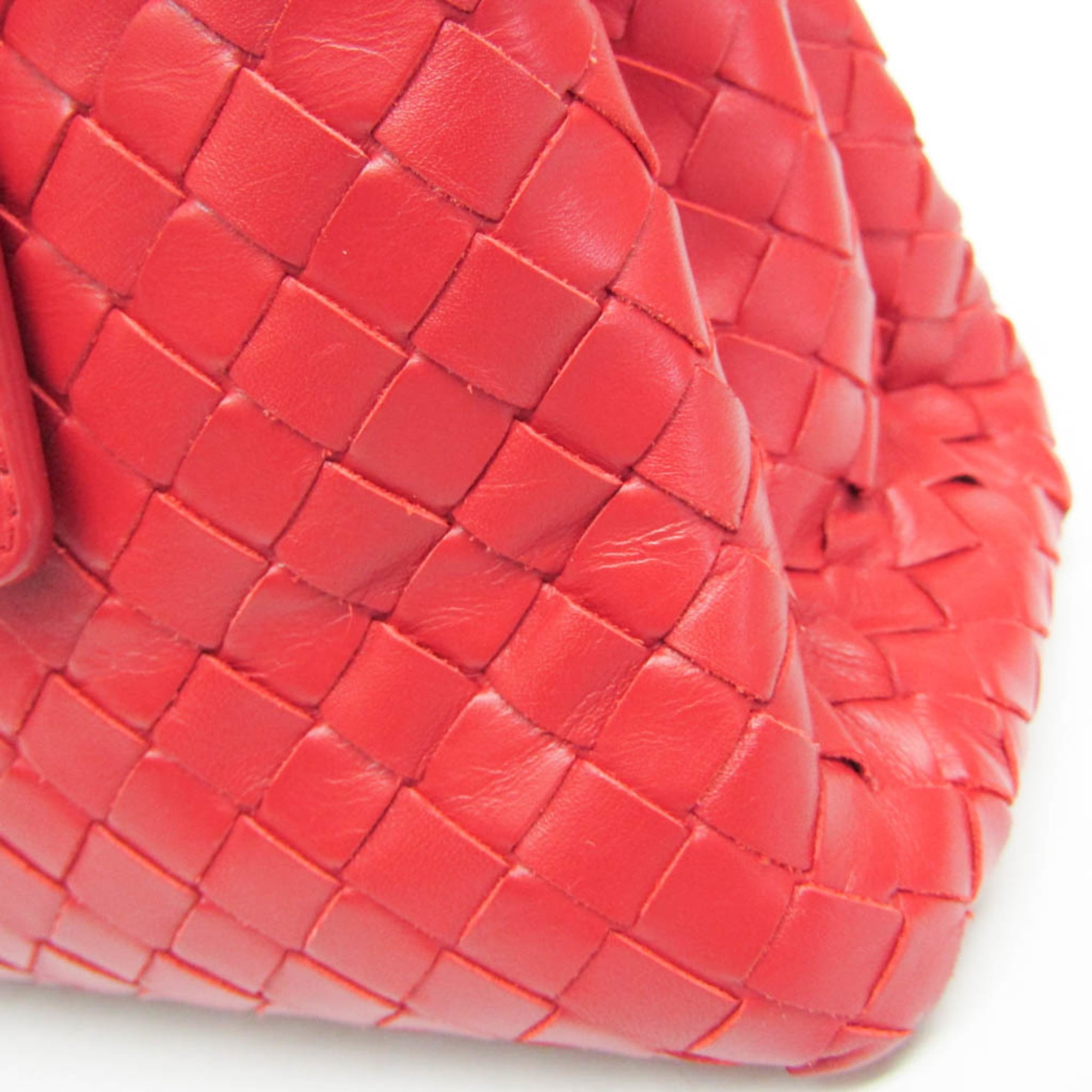 Bottega Veneta Roma Bag Intrecciato Nappa Red Leather Shoulder Bag Bag