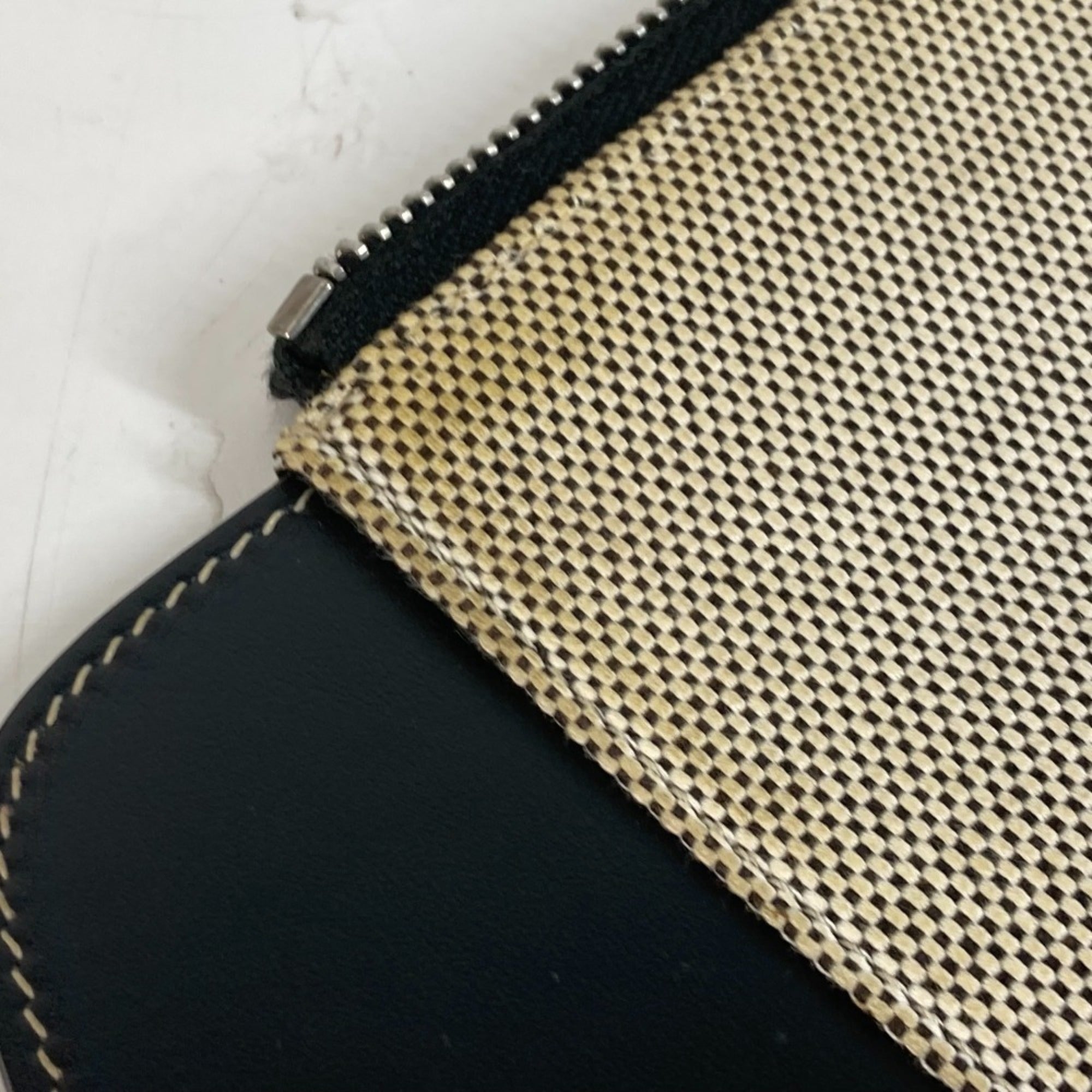 Burberry Black Gray Canvas Leather Clutch Bag Handbag