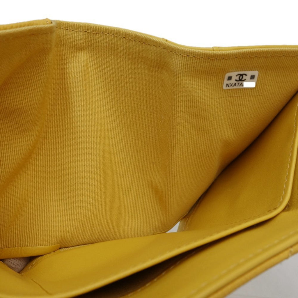 Chanel Yellow Grained Calfskin Wallet (Tri-Fold)