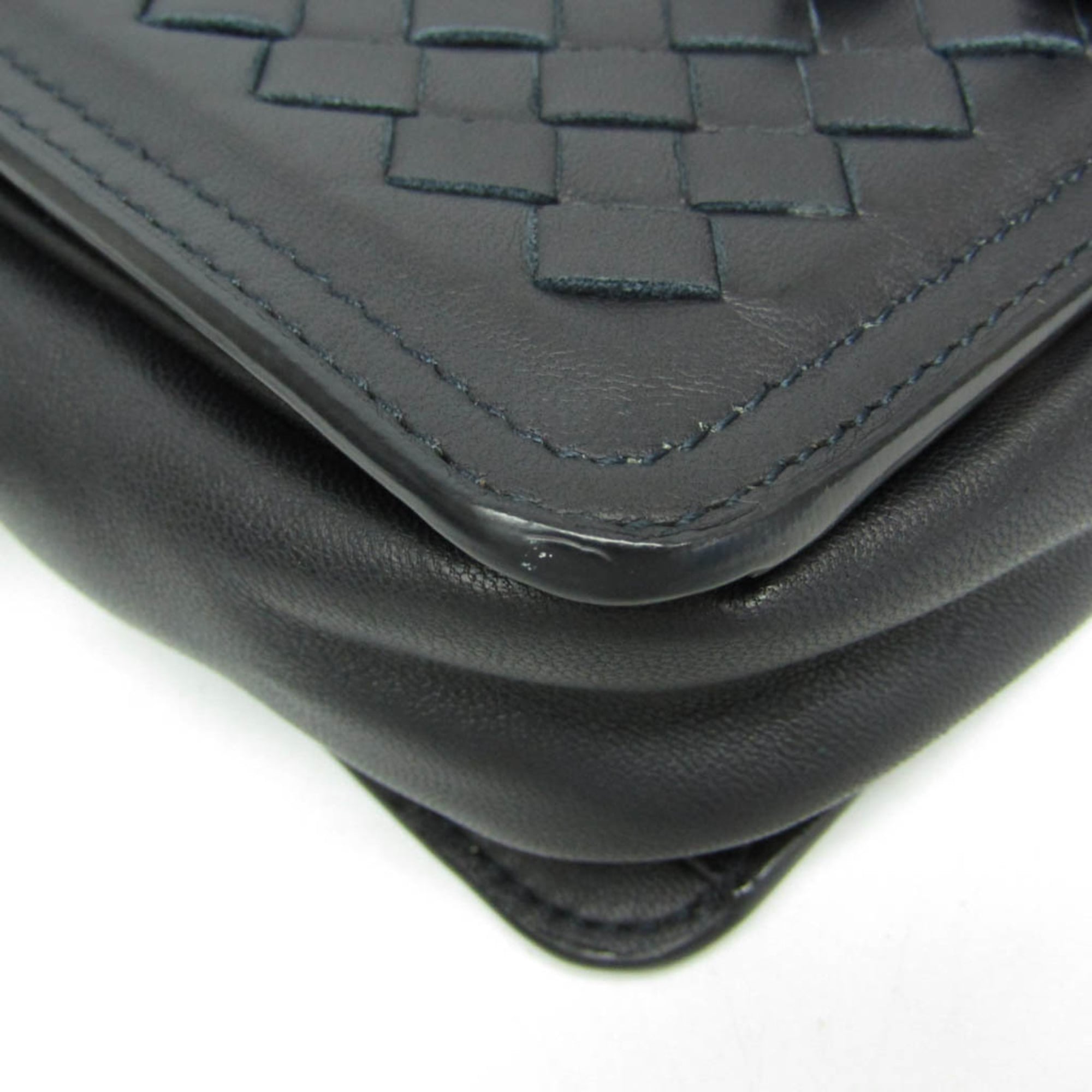 Bottega Veneta Belt Flap Camera Bag Intrecciato Nappa Navy Leather Shoulder Bag Bag