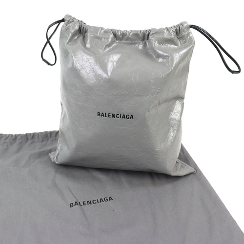 Balenciaga Gray Leather Polyamide Pouch
