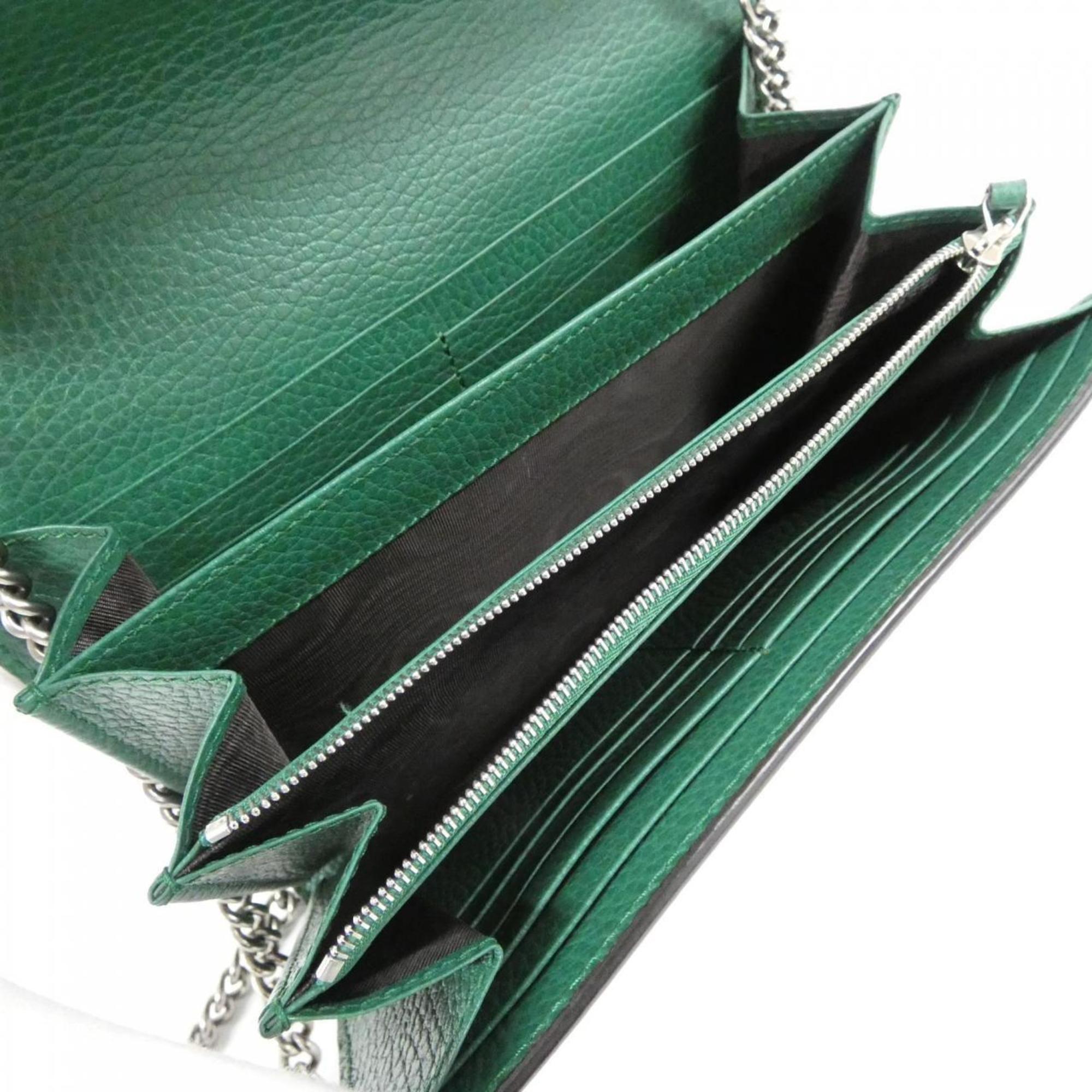 Gucci Emerald Green Leather Chain/Shoulder Wallet (Pre-Owned)