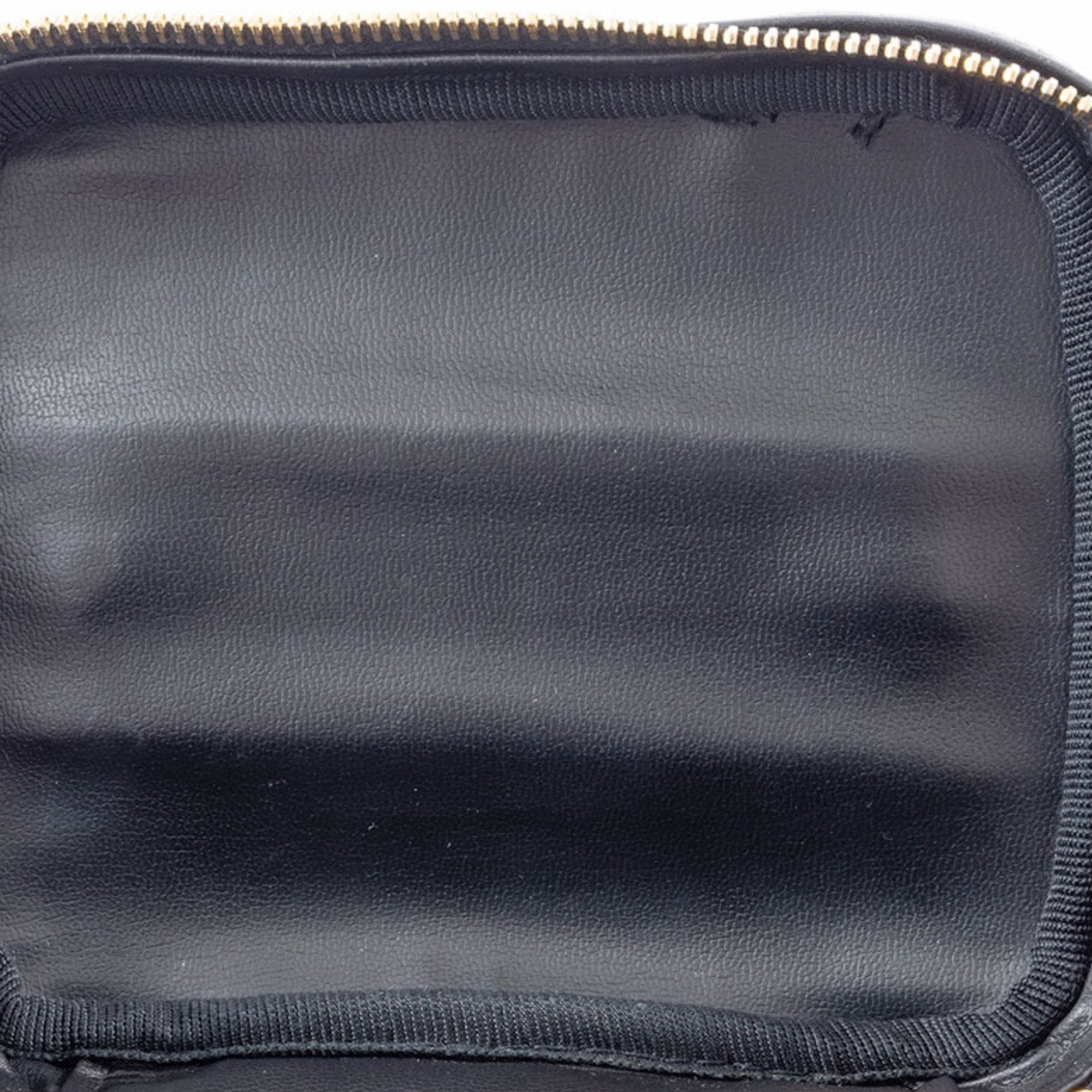Chanel Black Leather Handbag Pouch Vanity Bag