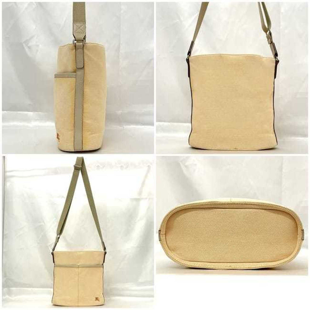 Burberry Beige Orange Canvas Shoulder Bag