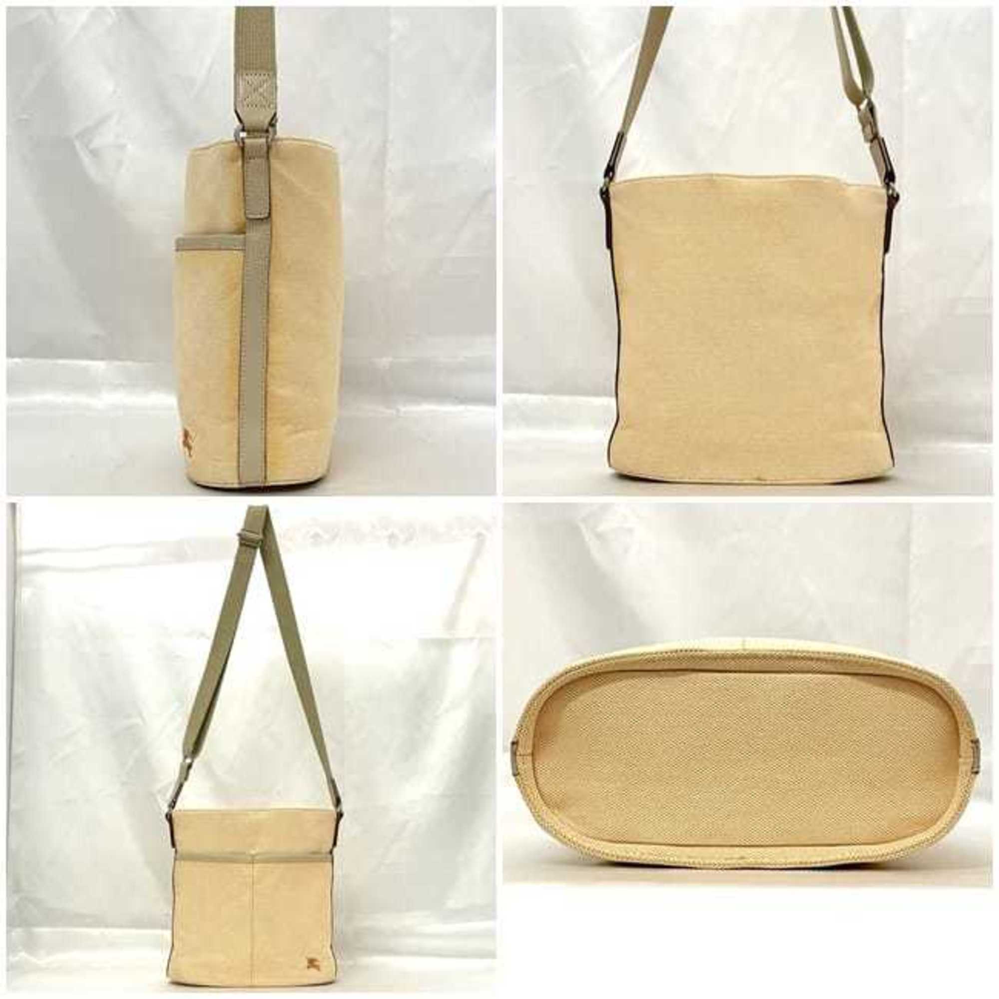 Burberry Beige Orange Canvas Shoulder Bag