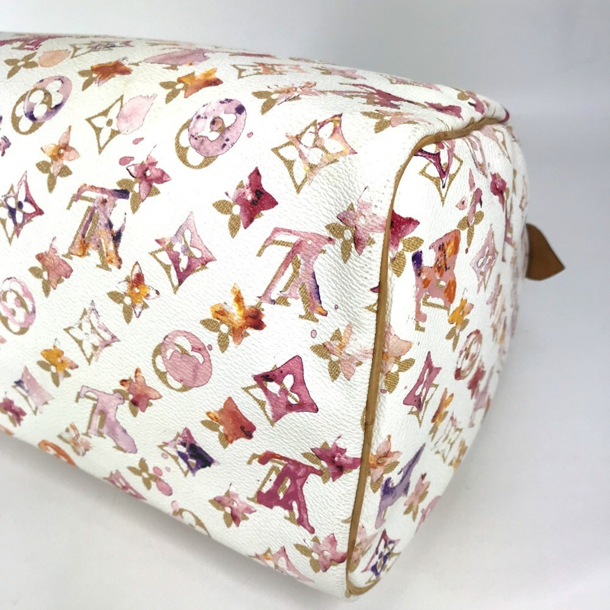 Louis Vuitton Monogram Watercolor Pink White Boston Bag Handbag
