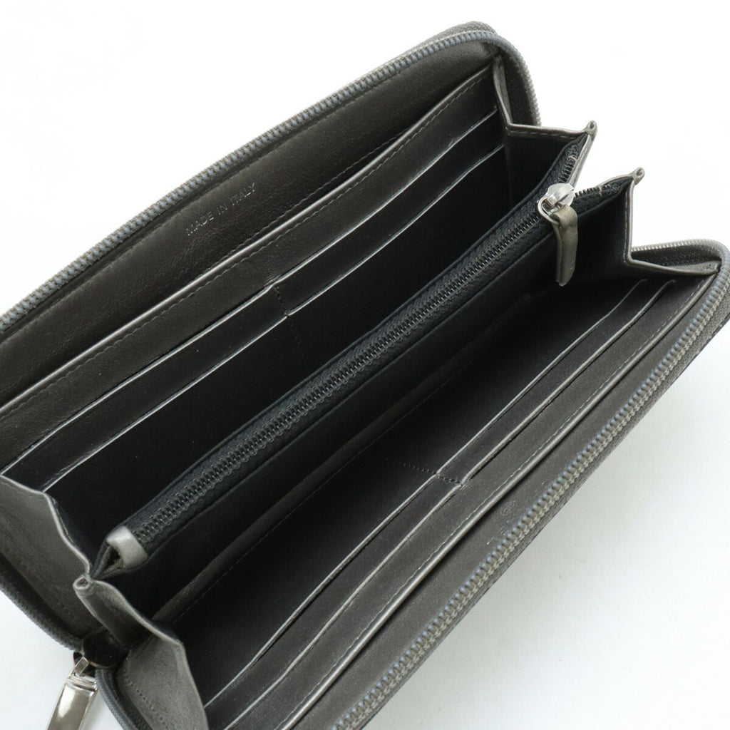 Chanel Metallic Gray Grained Calfskin Long Wallet (Bi-Fold)