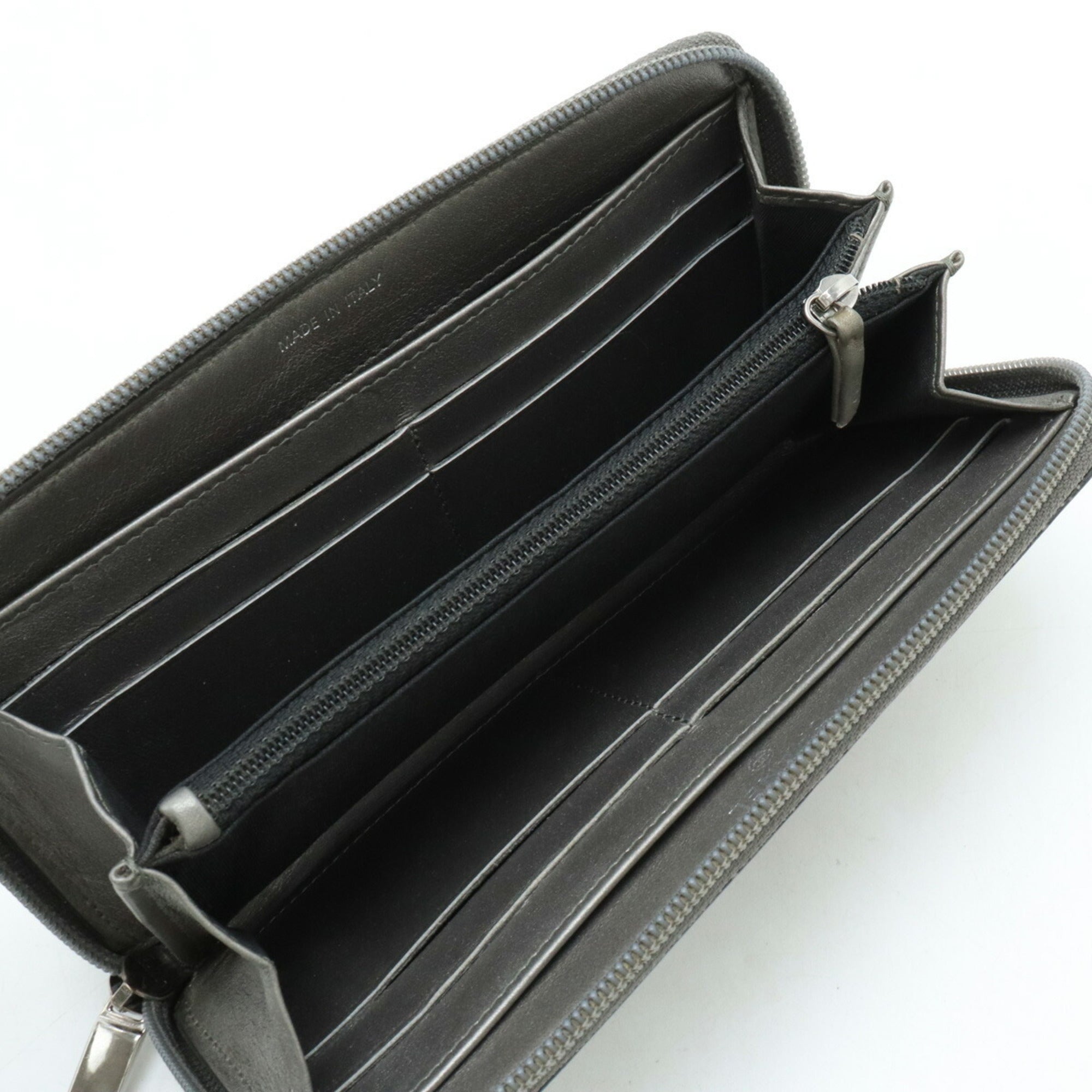 Chanel Metallic Gray Grained Calfskin Long Wallet (Bi-Fold)