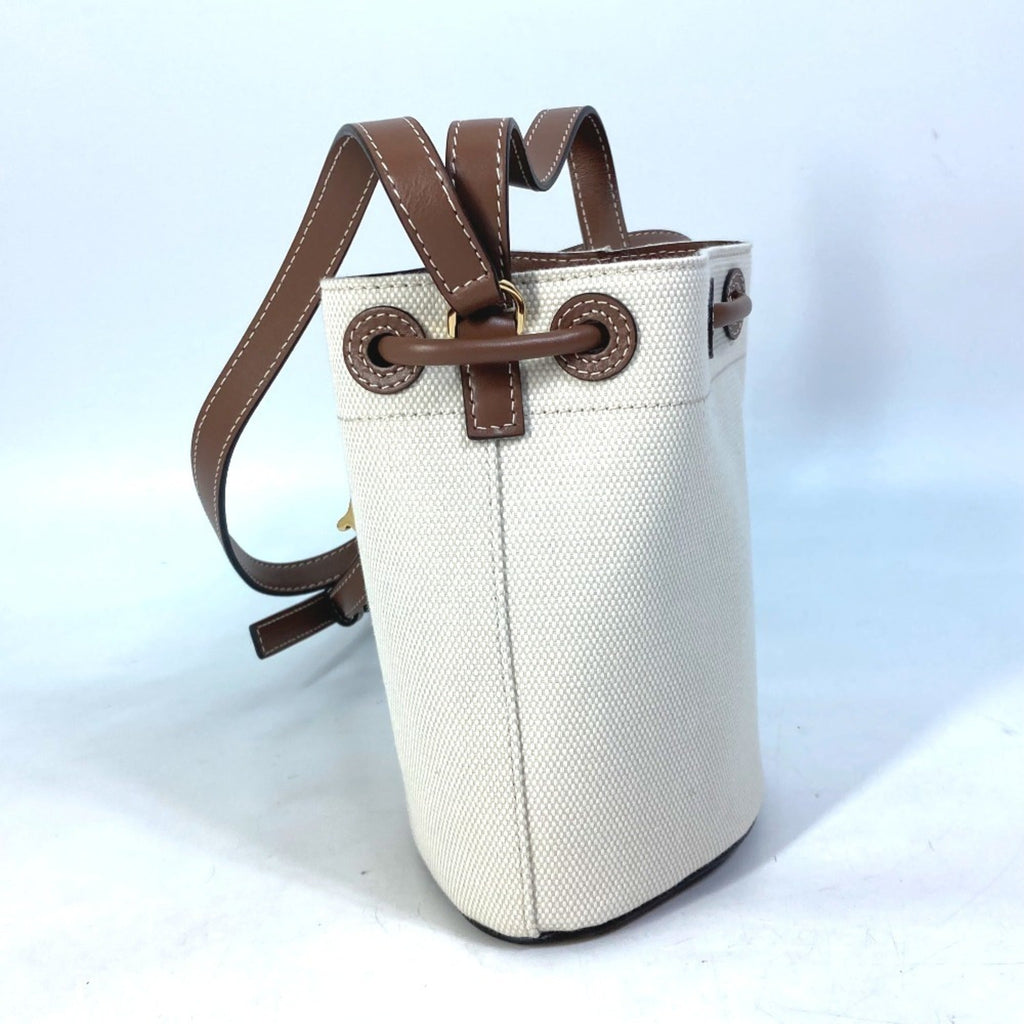 Burberry Brown Ivory Canvas Leather Shoulder Bag Tote Bag