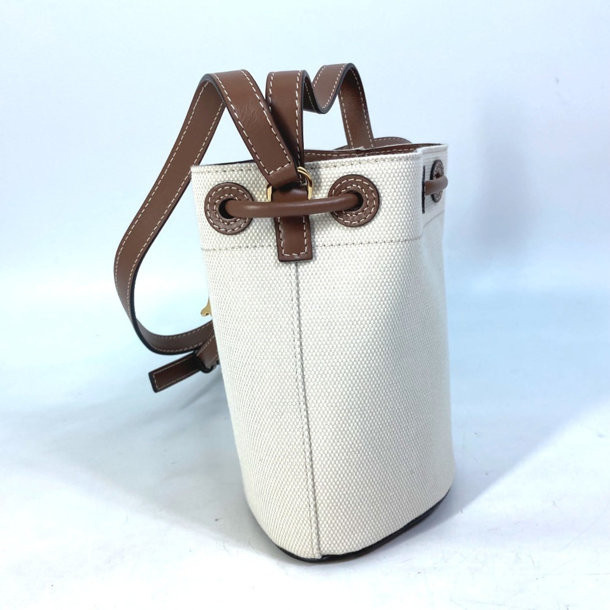 Burberry Brown Ivory Canvas Leather Shoulder Bag Tote Bag
