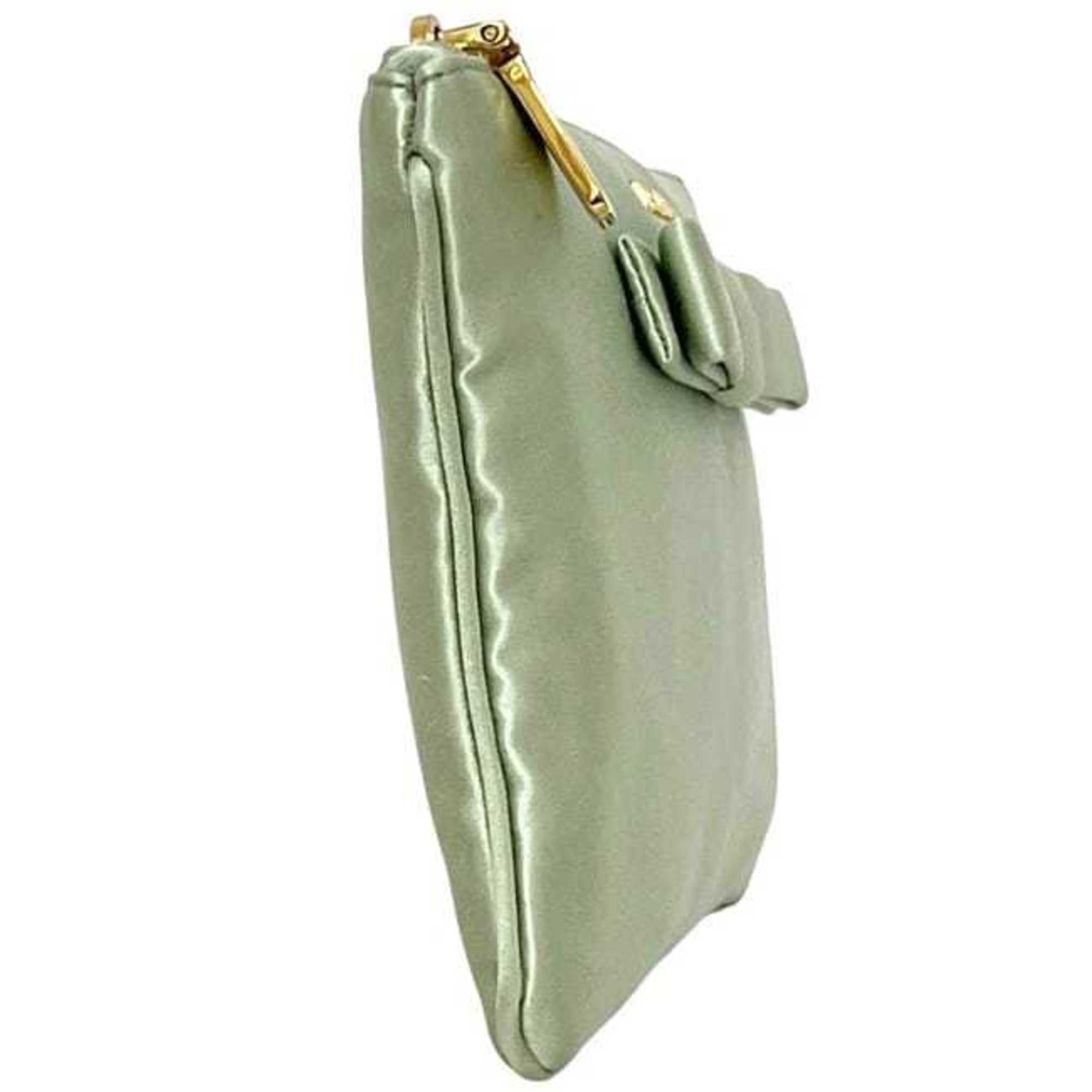 Prada Light Green Satin Pouch