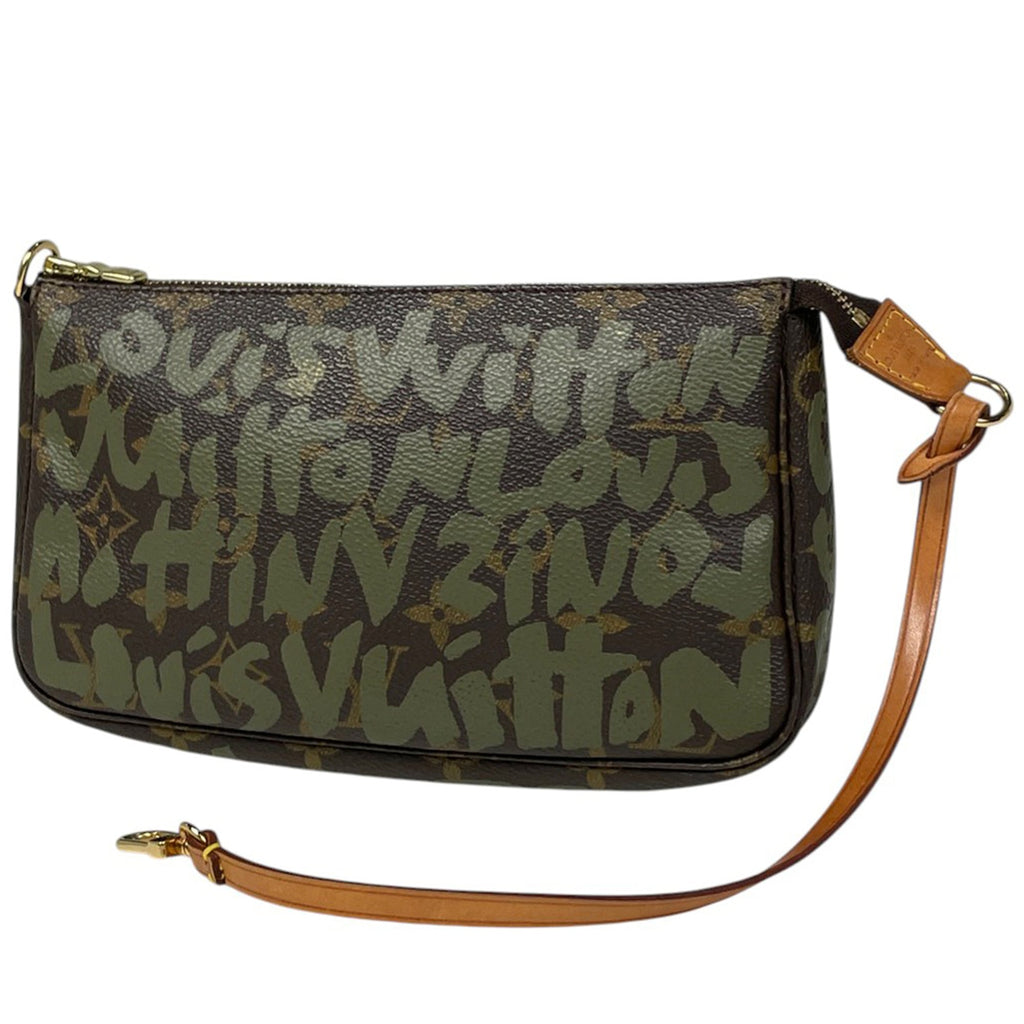 Louis Vuitton Brown Khaki Monogram Graffiti Pochette Pouch