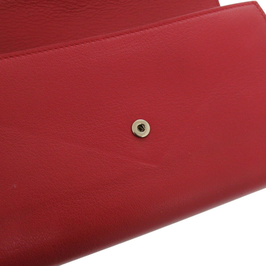 Balenciaga Red Color Leather Long Wallet (Bi-Fold)