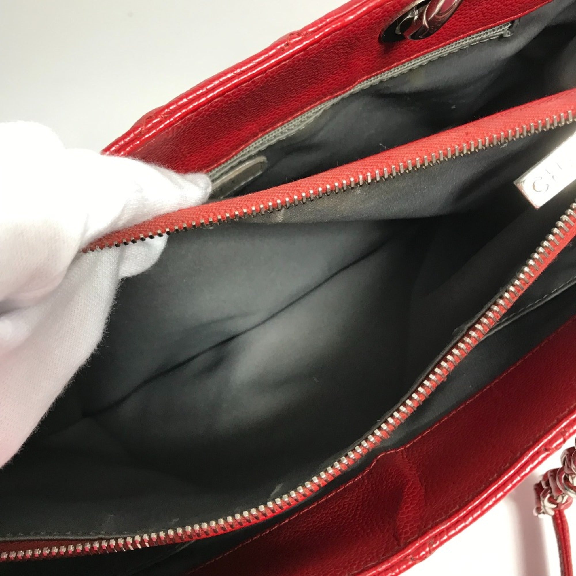 Chanel Red Leather Tote Bag