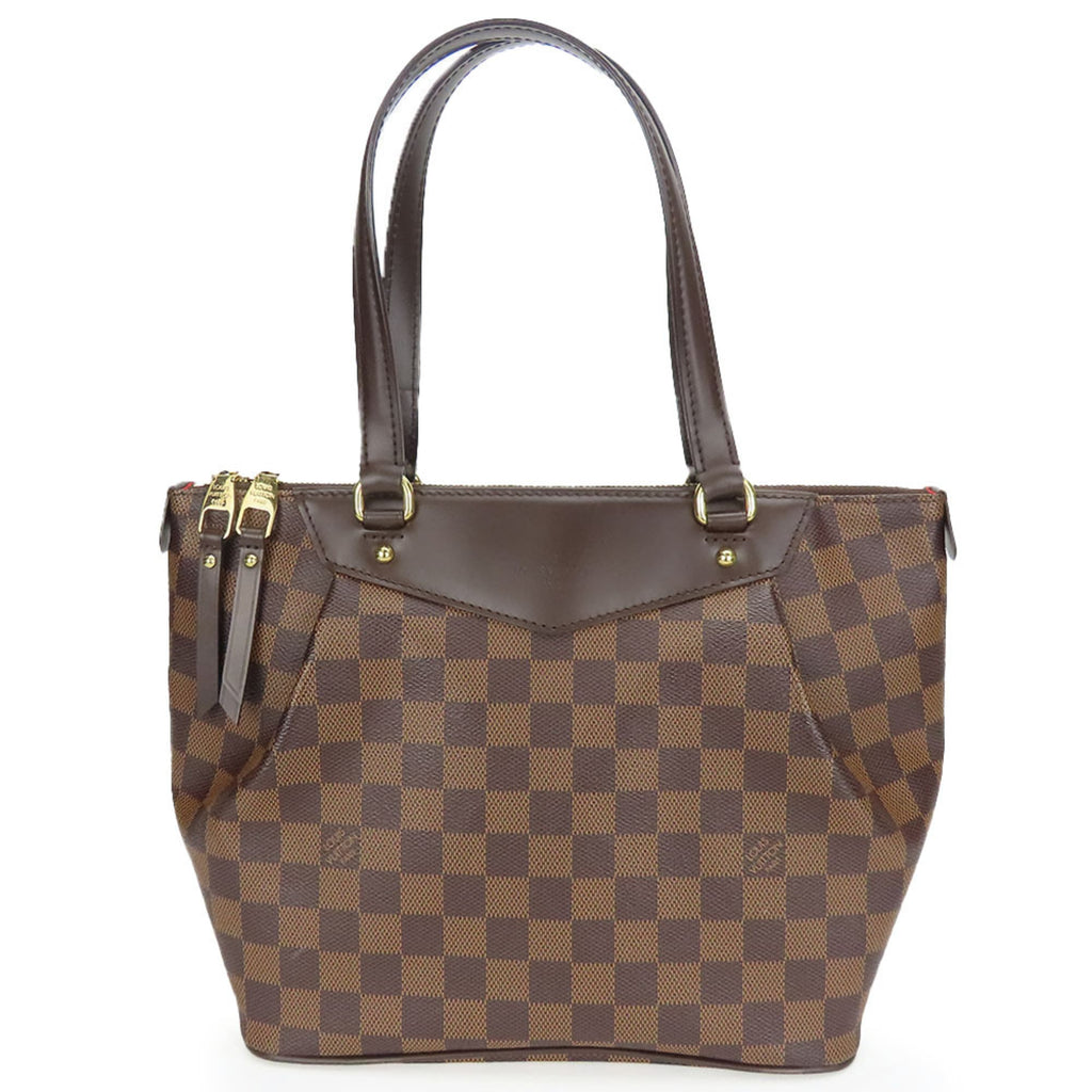 Louis Vuitton Brown Damier Canvas Leather Tote Bag