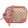 Gucci Beige Red Color Gg Canvas Leather Shoulder Bag (Pre-Owned)