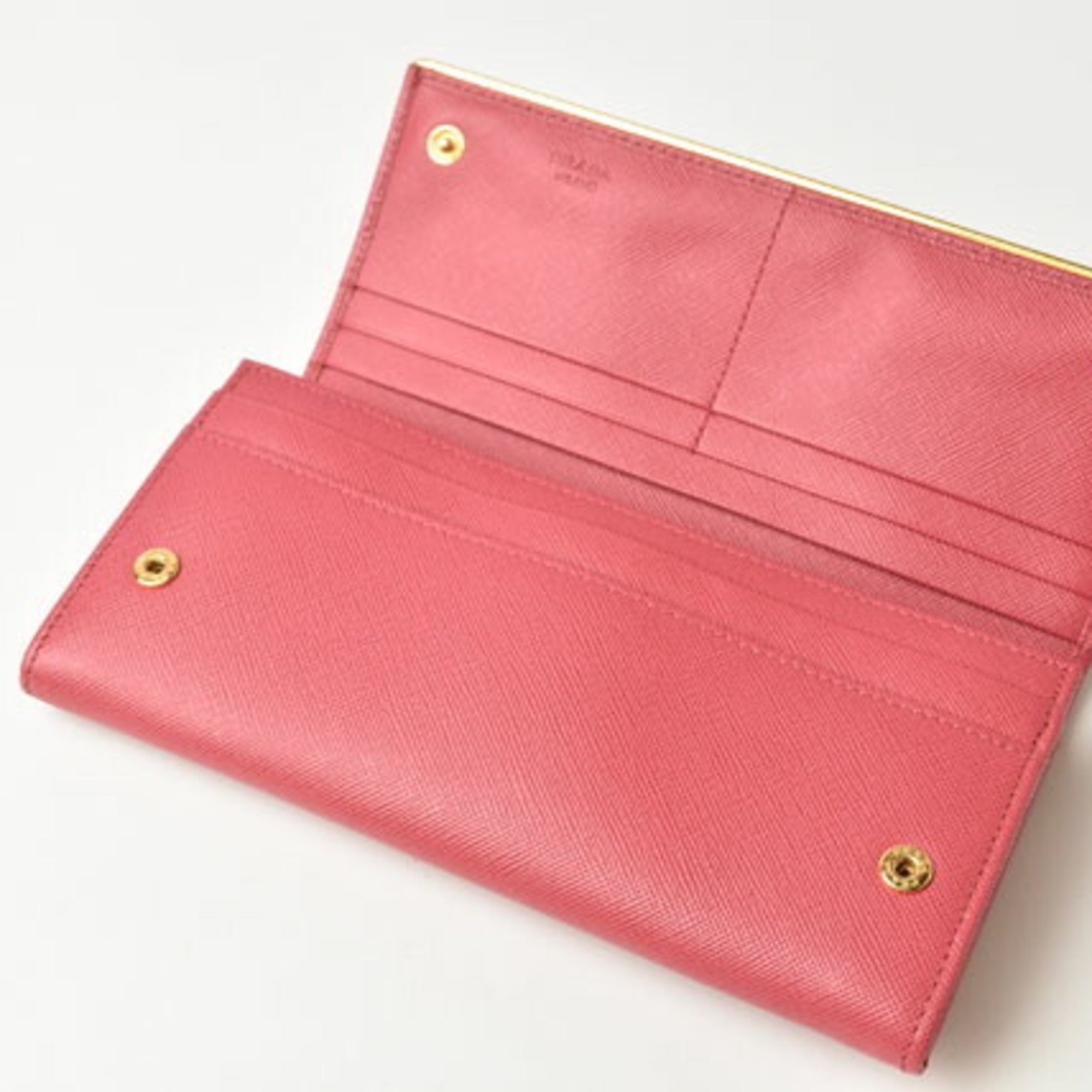 Prada Peonia Saffiano Metal Saffiano Metal Long Wallet (Bi-Fold)