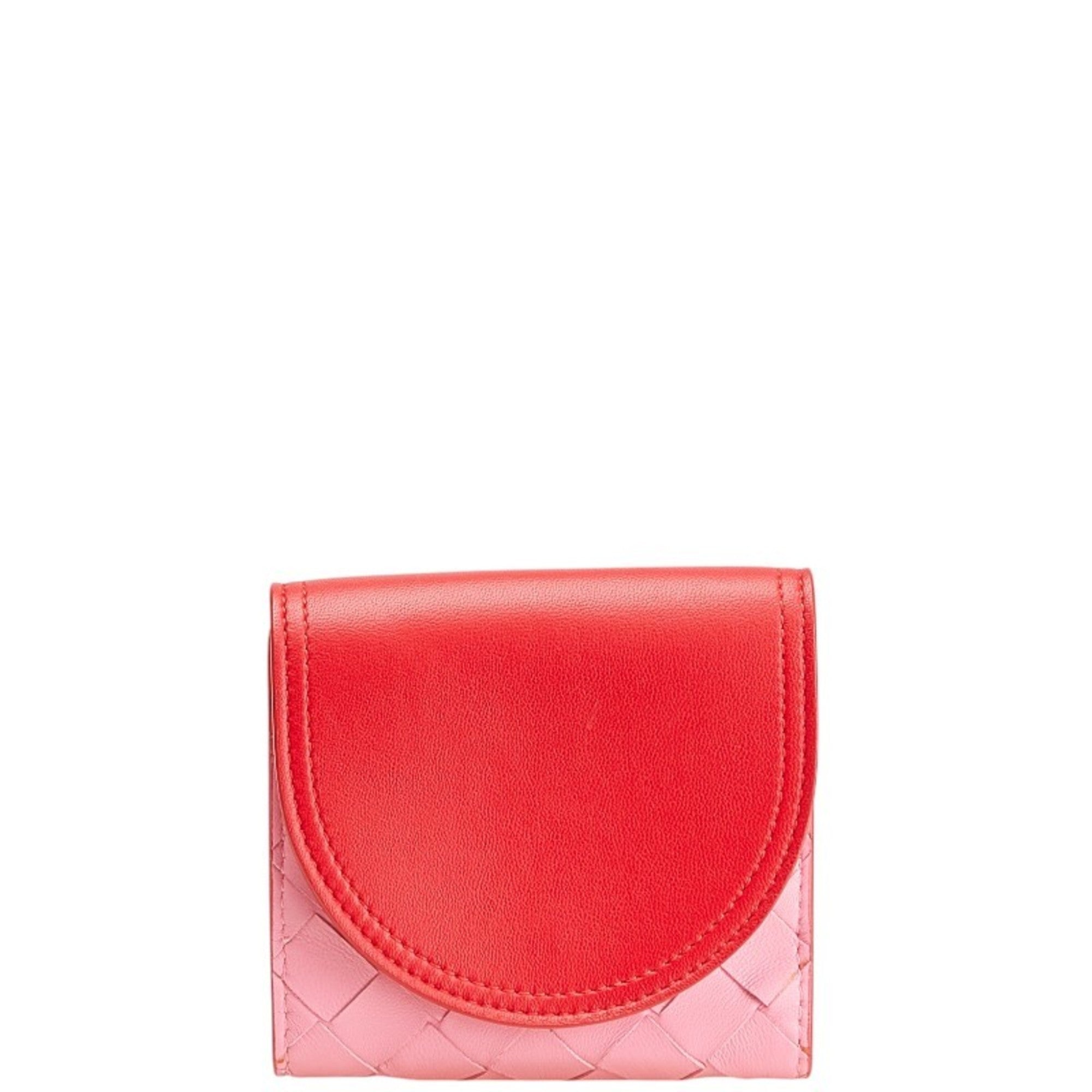Bottega Veneta Pink Red Color Leather Wallet (Bi-Fold)