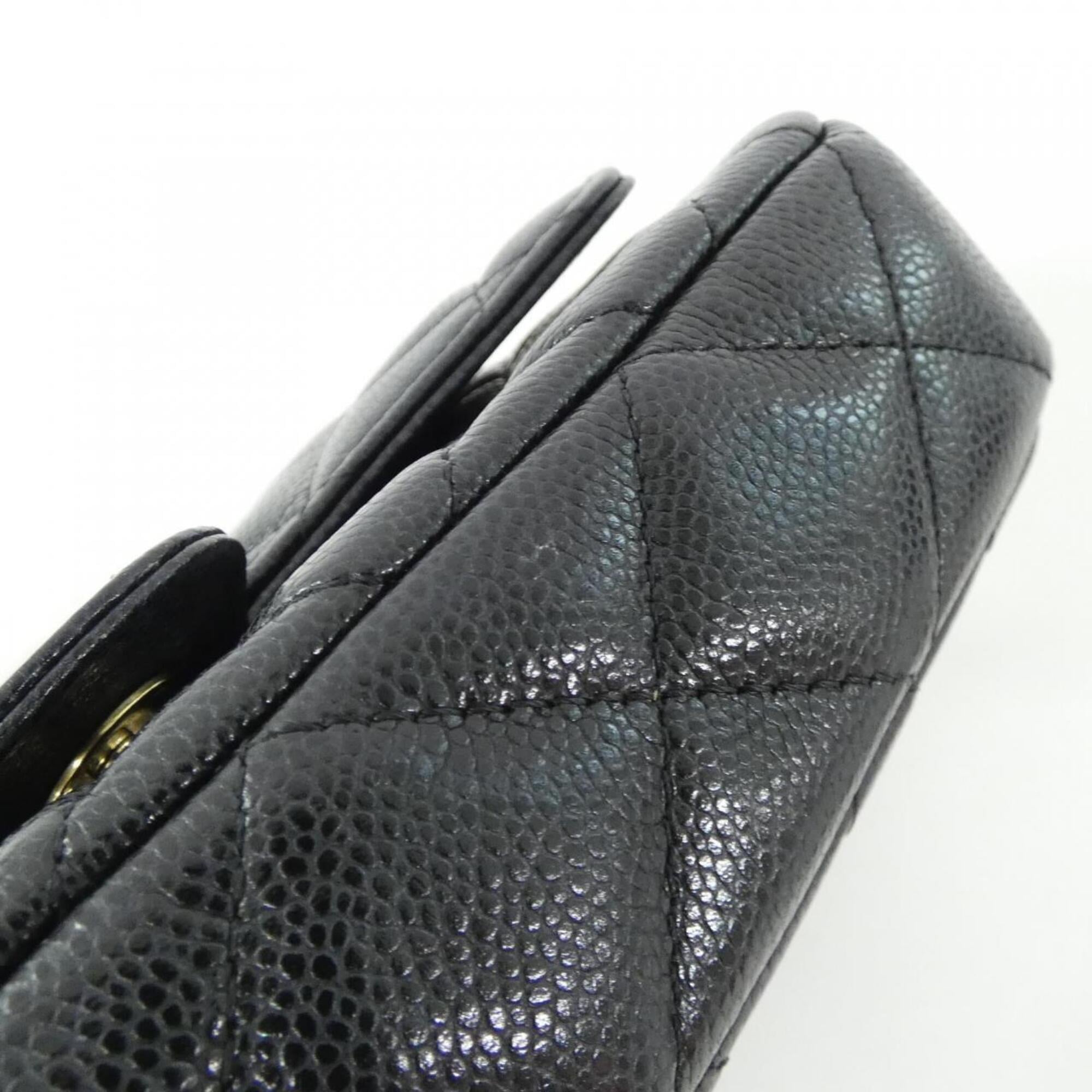 Chanel Black Grained Calfskin Phone Wallet