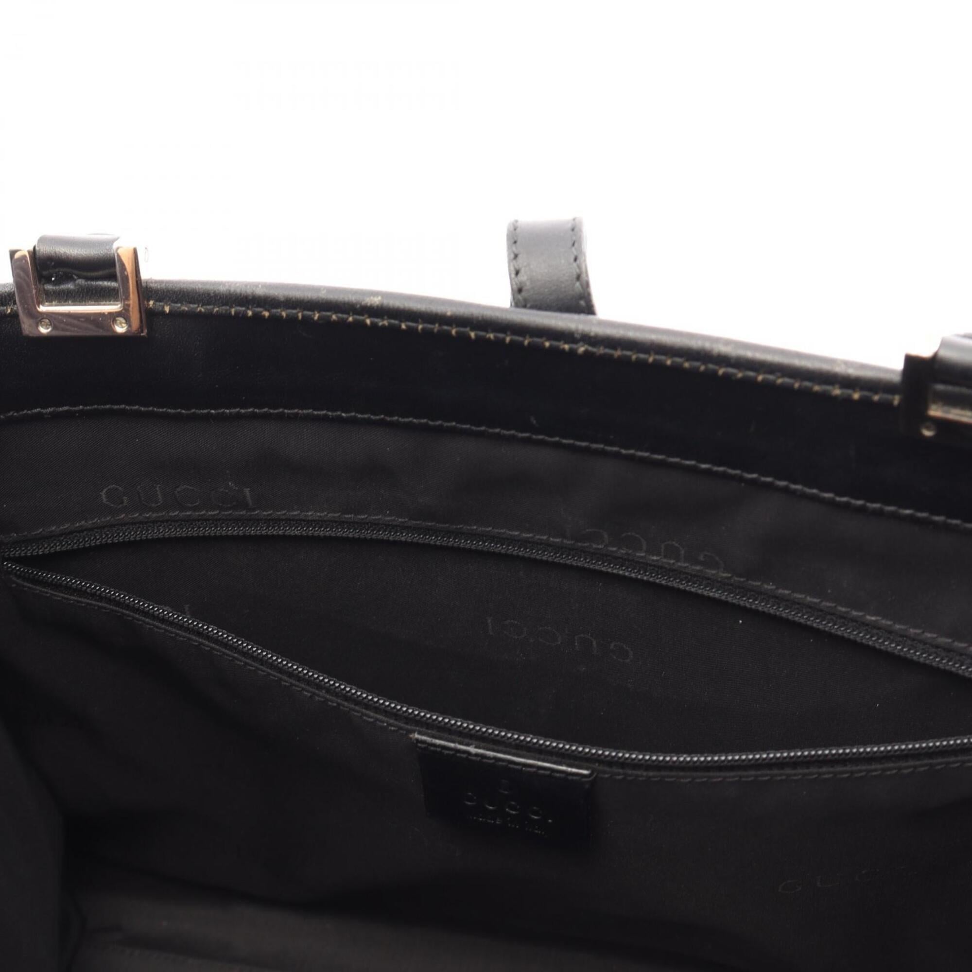 Gucci Black Canvas Leather Handbag Tote Bag (Pre-Owned)