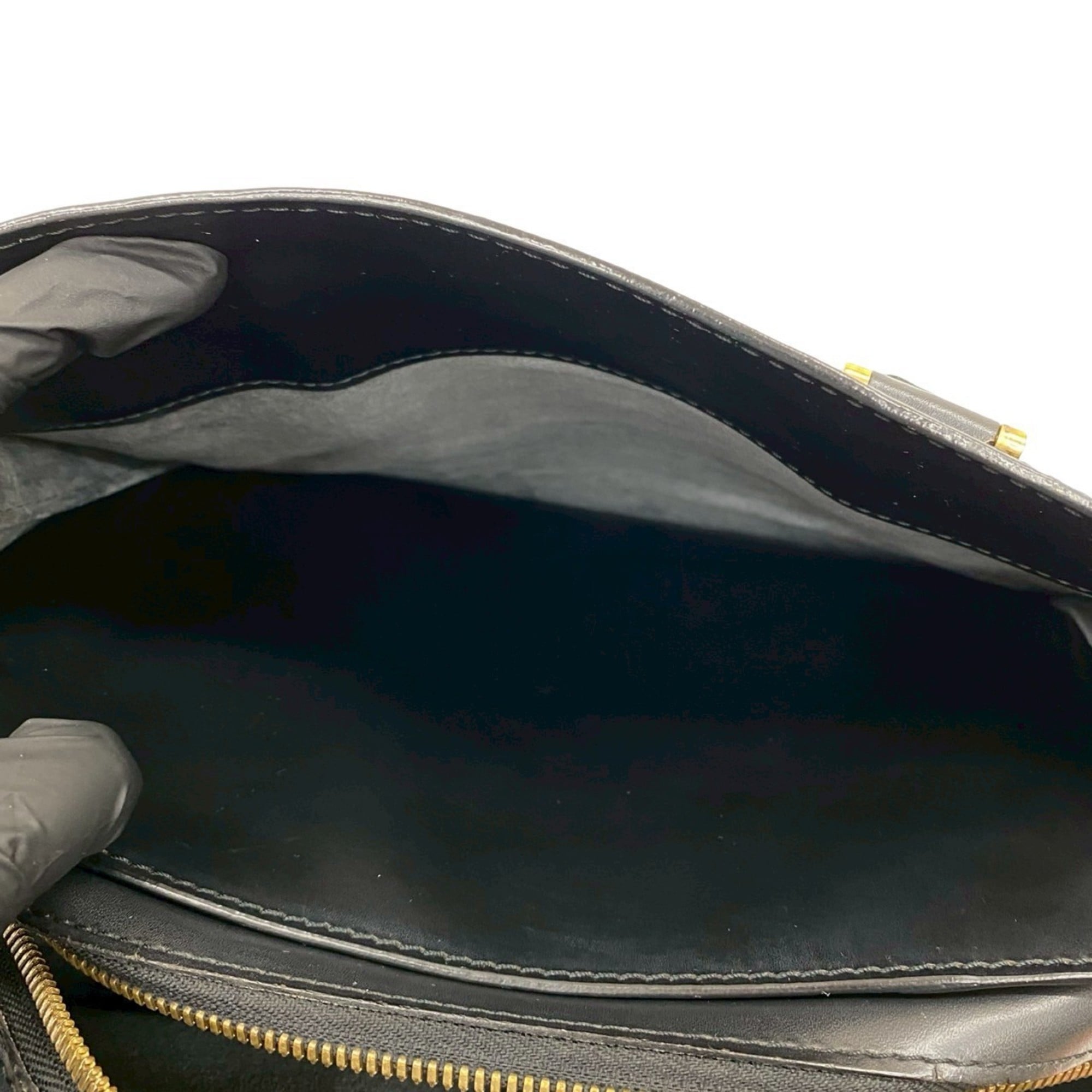 Louis Vuitton Black Leather Handbag Tote Bag