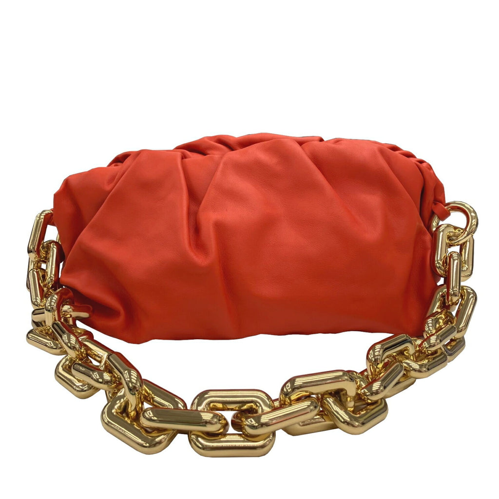 Bottega Veneta Orange Leather Clutch Bag