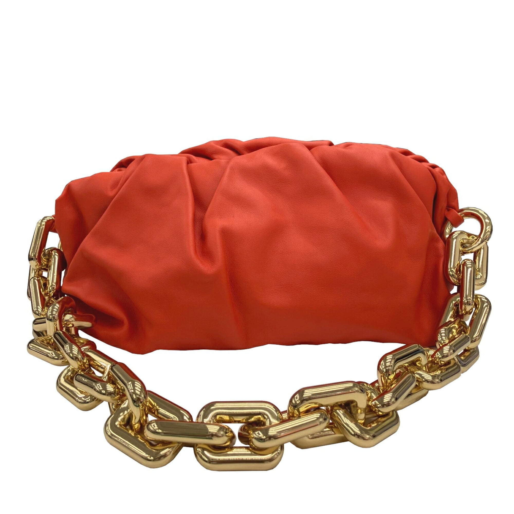 Bottega Veneta Orange Leather Clutch Bag