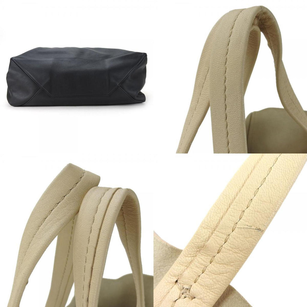 Celine Beige Black Leather Tote Bag