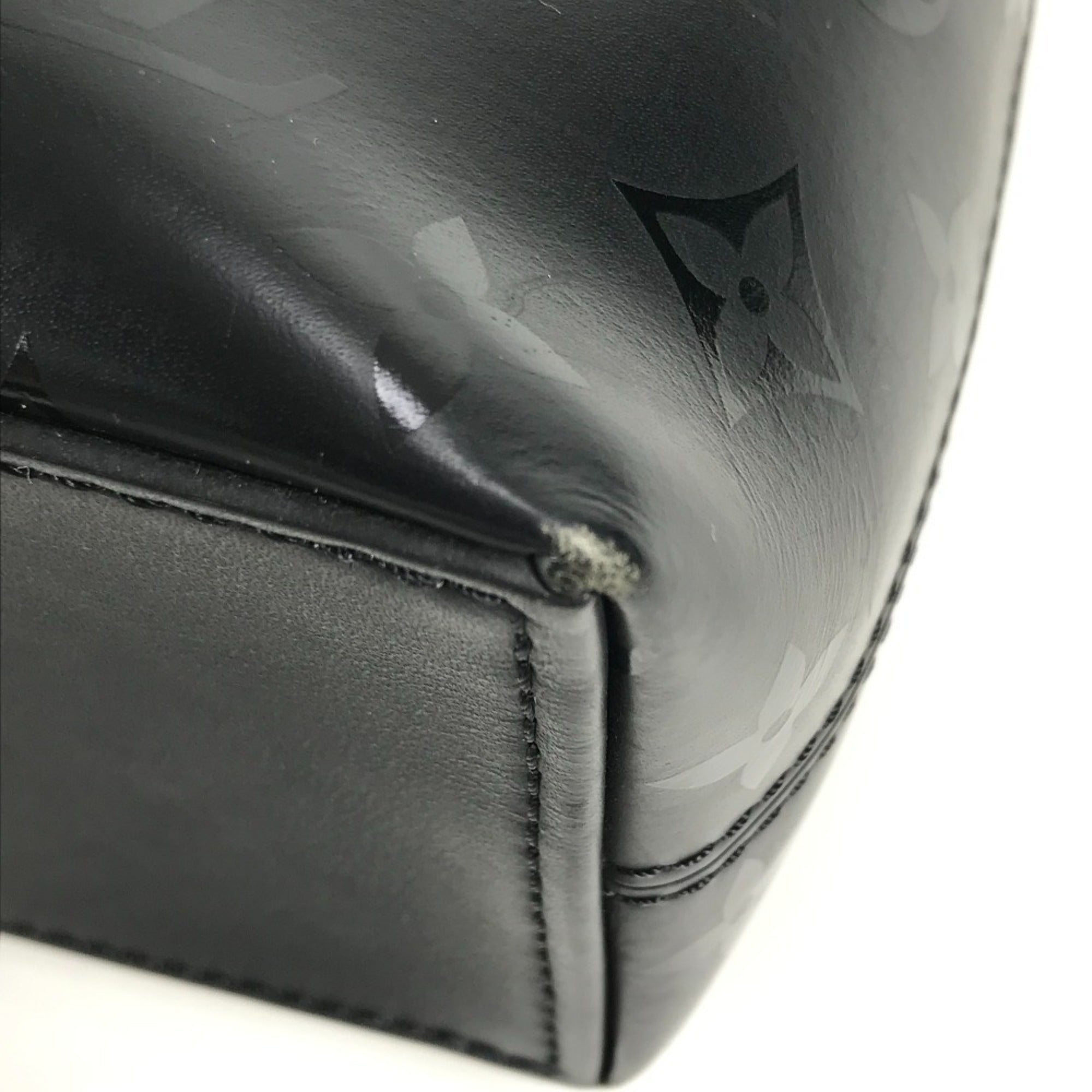 Louis Vuitton Black Noir Leather Briefcase Handbag Tote Bag