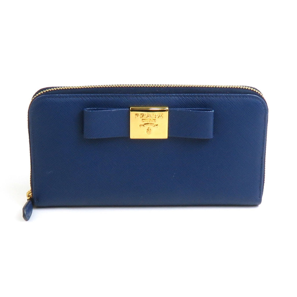 Prada Blue Leather Long Wallet (Bi-Fold)