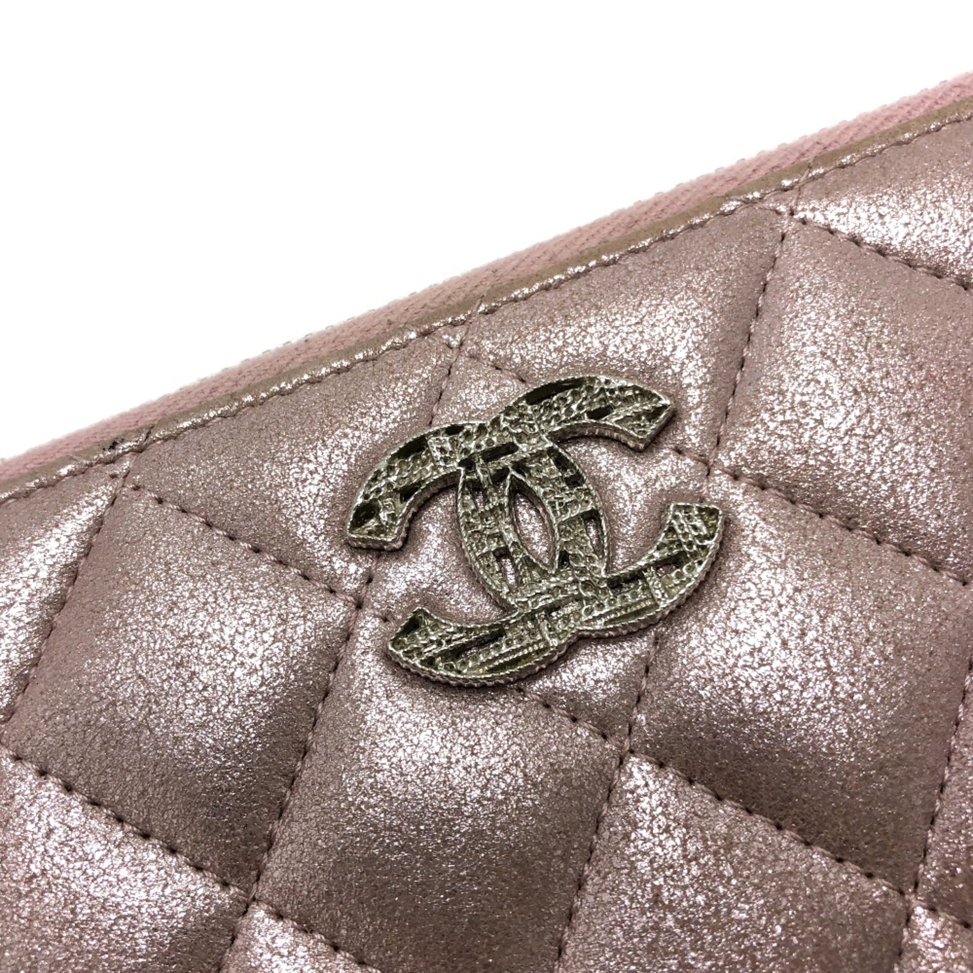 Chanel Pink Leather Long Wallet (Bi-Fold)