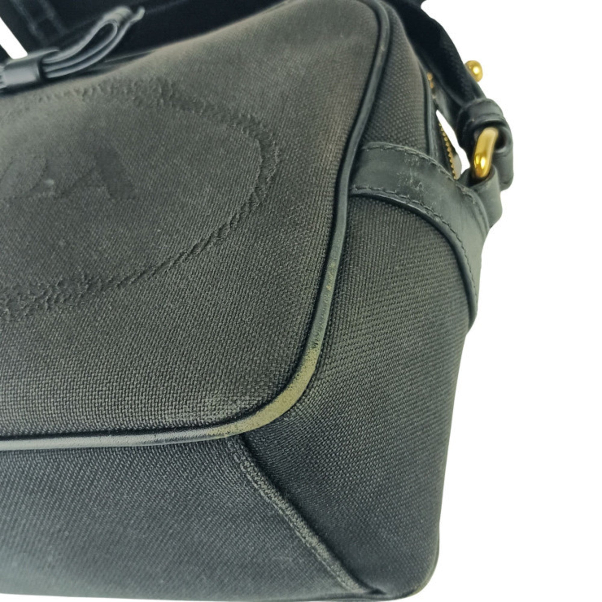 Prada Black Canvas Leather Shoulder Bag