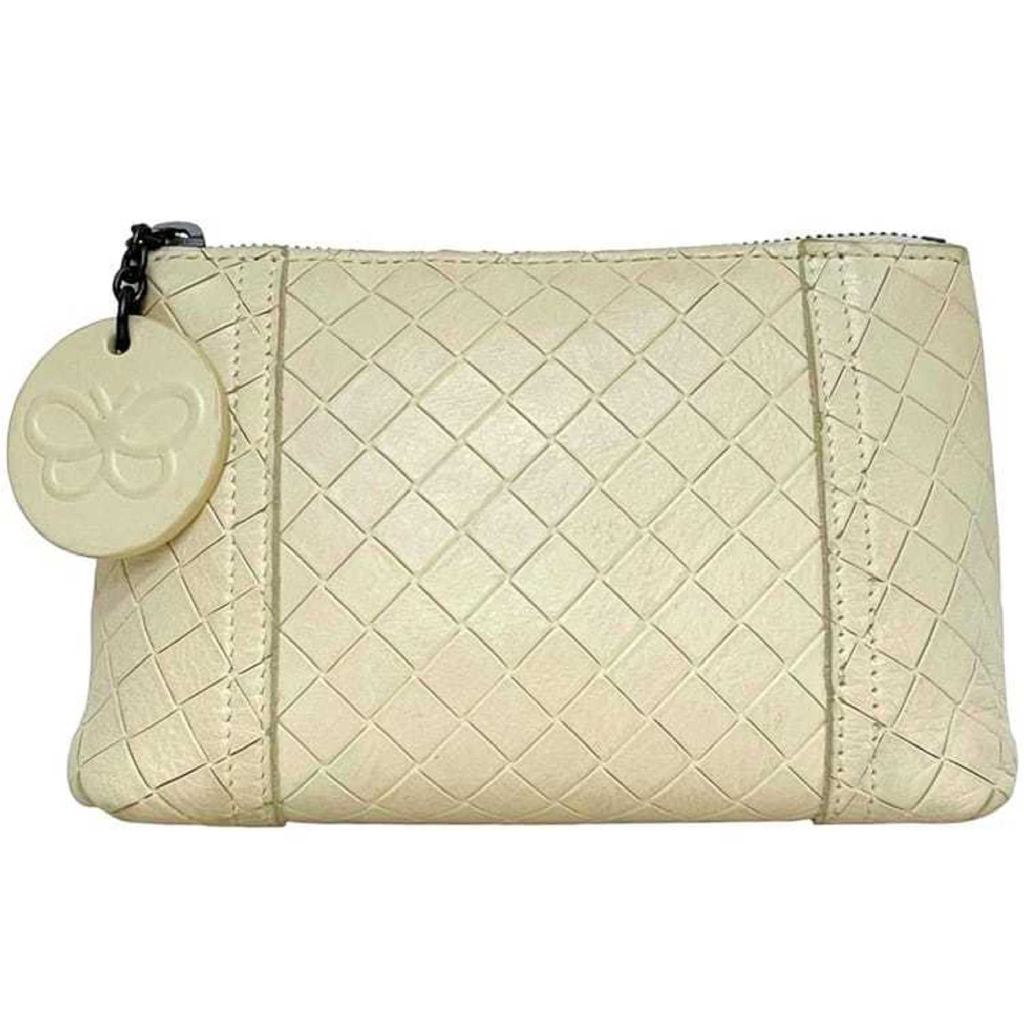 Bottega Veneta White Leather Pouch